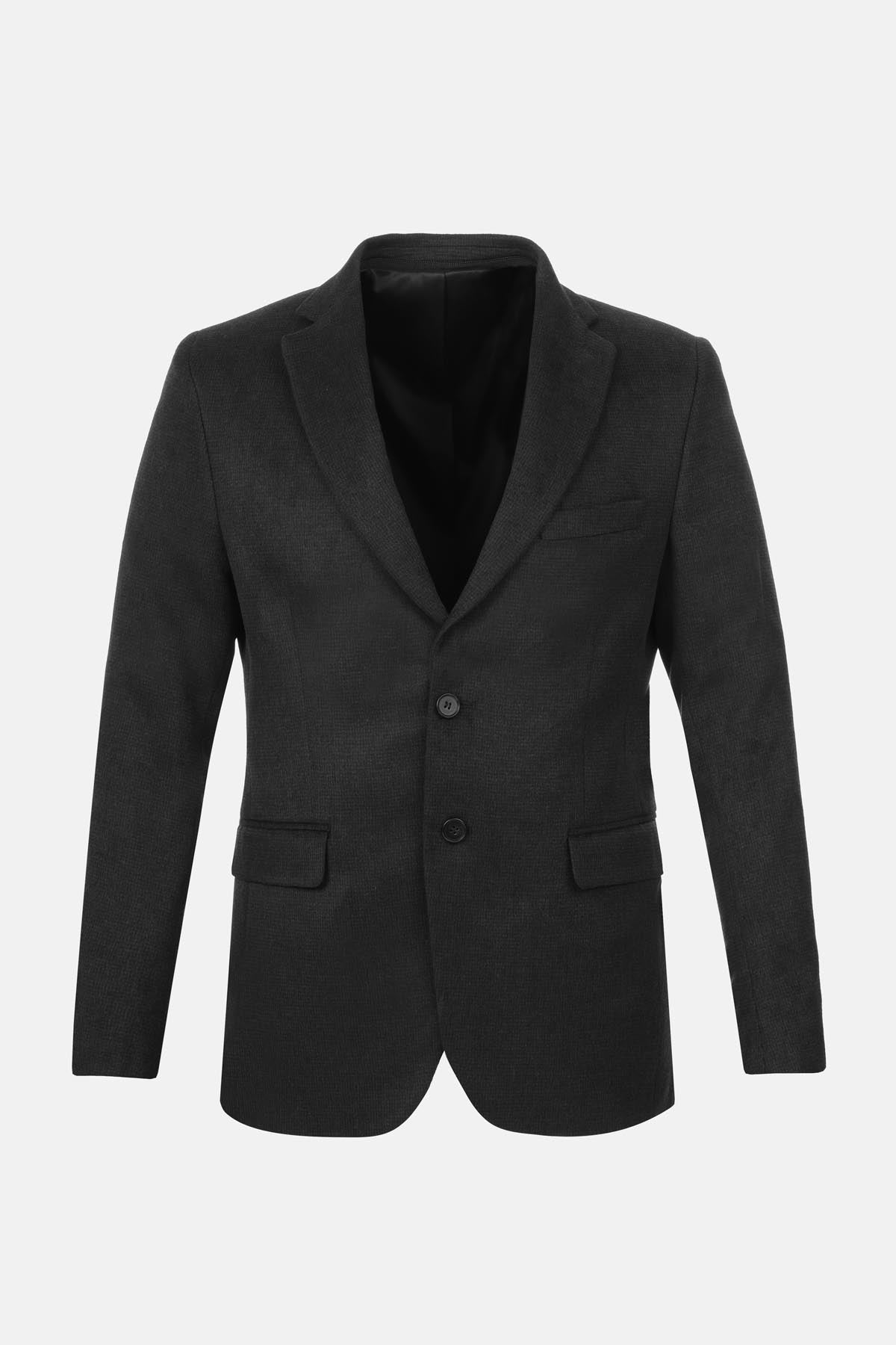 Woven Drak Gray & Black Blazer with removable padded piece