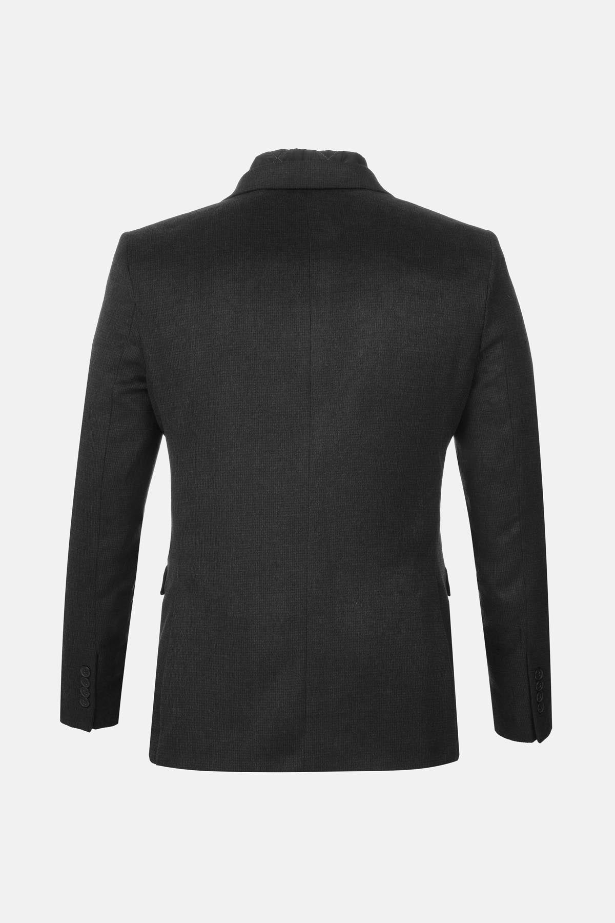 Woven Drak Gray & Black Blazer with removable padded piece