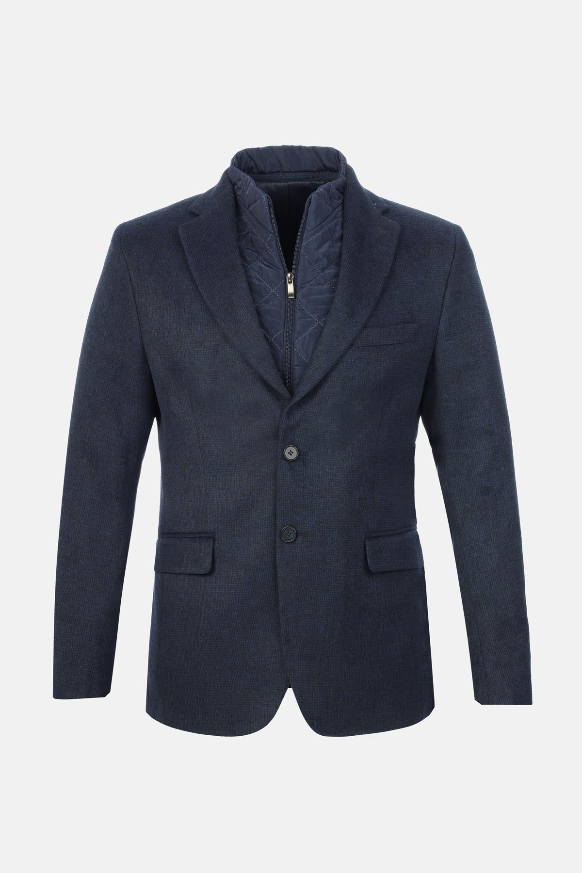 Woven Drak Navy & Black Blazer with removable padded piece