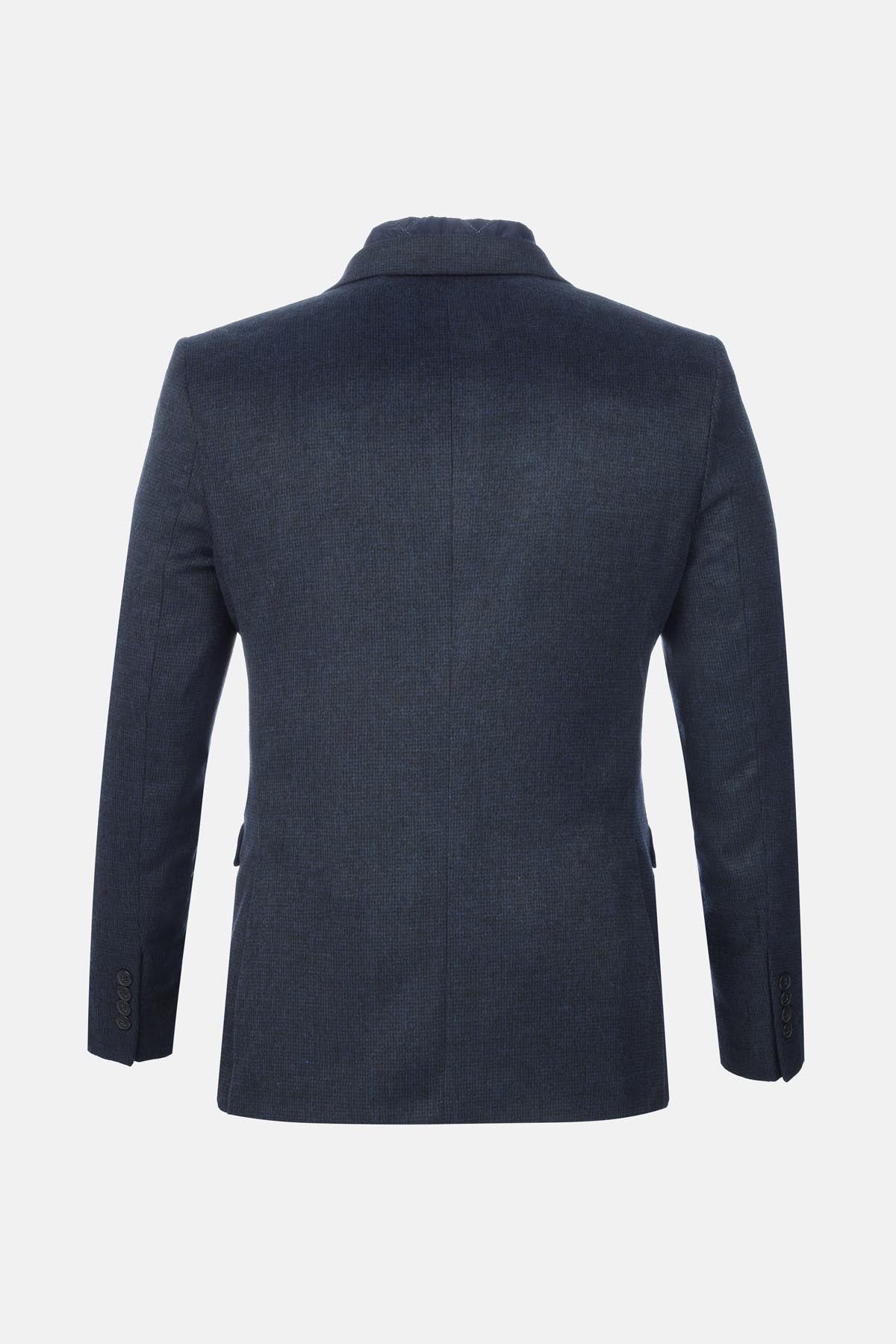 Woven Drak Navy & Black Blazer with removable padded piece