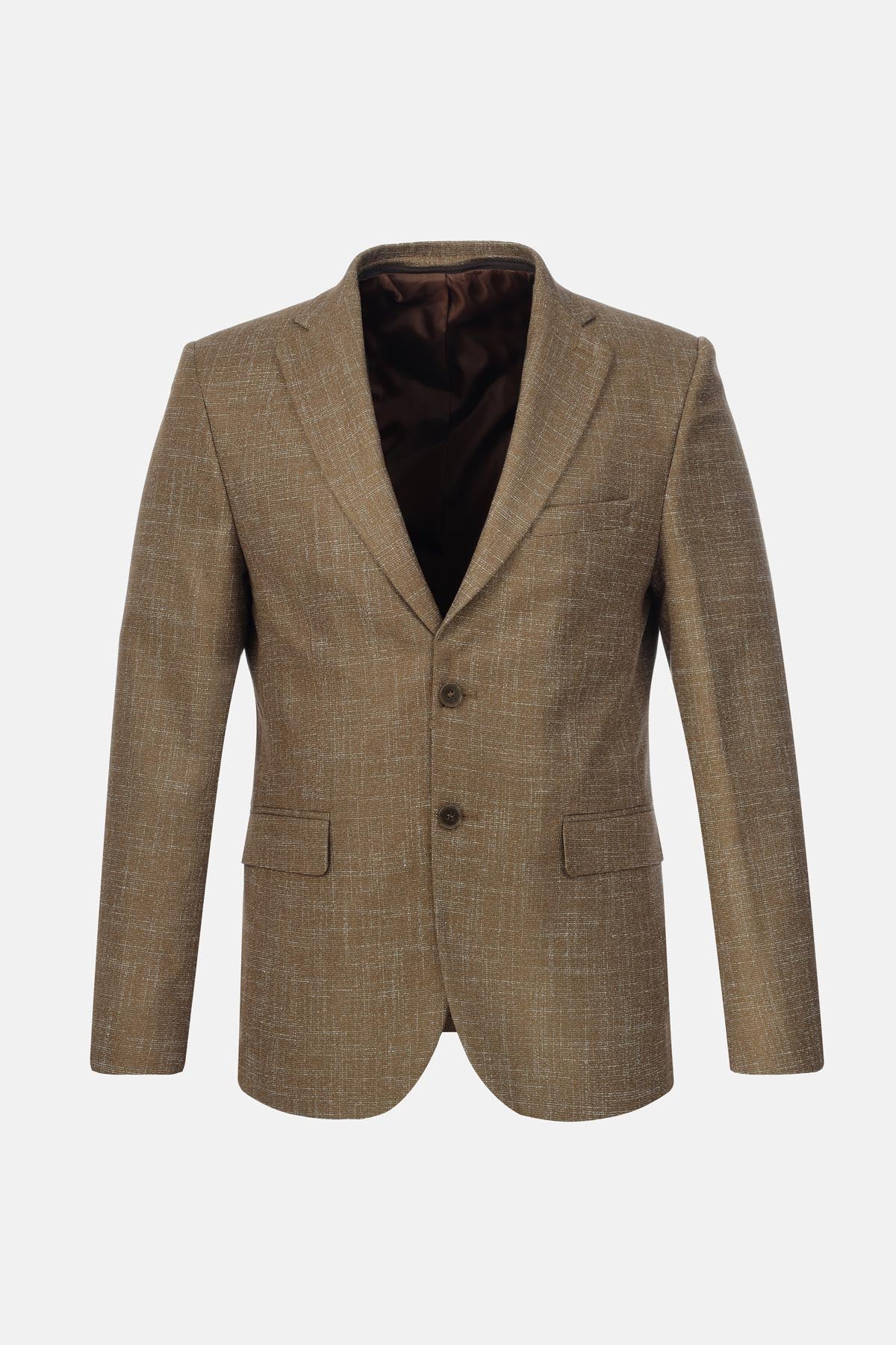 Woven Jaquard  Walnut Brwon & White Blazer with removable padded piece