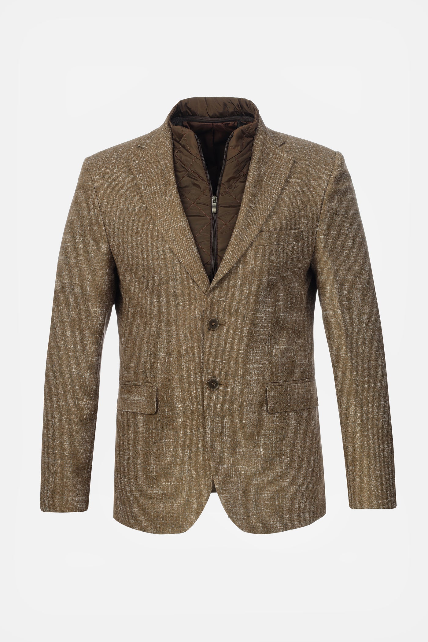 Woven Jaquard  Walnut Brwon & White Blazer with removable padded piece