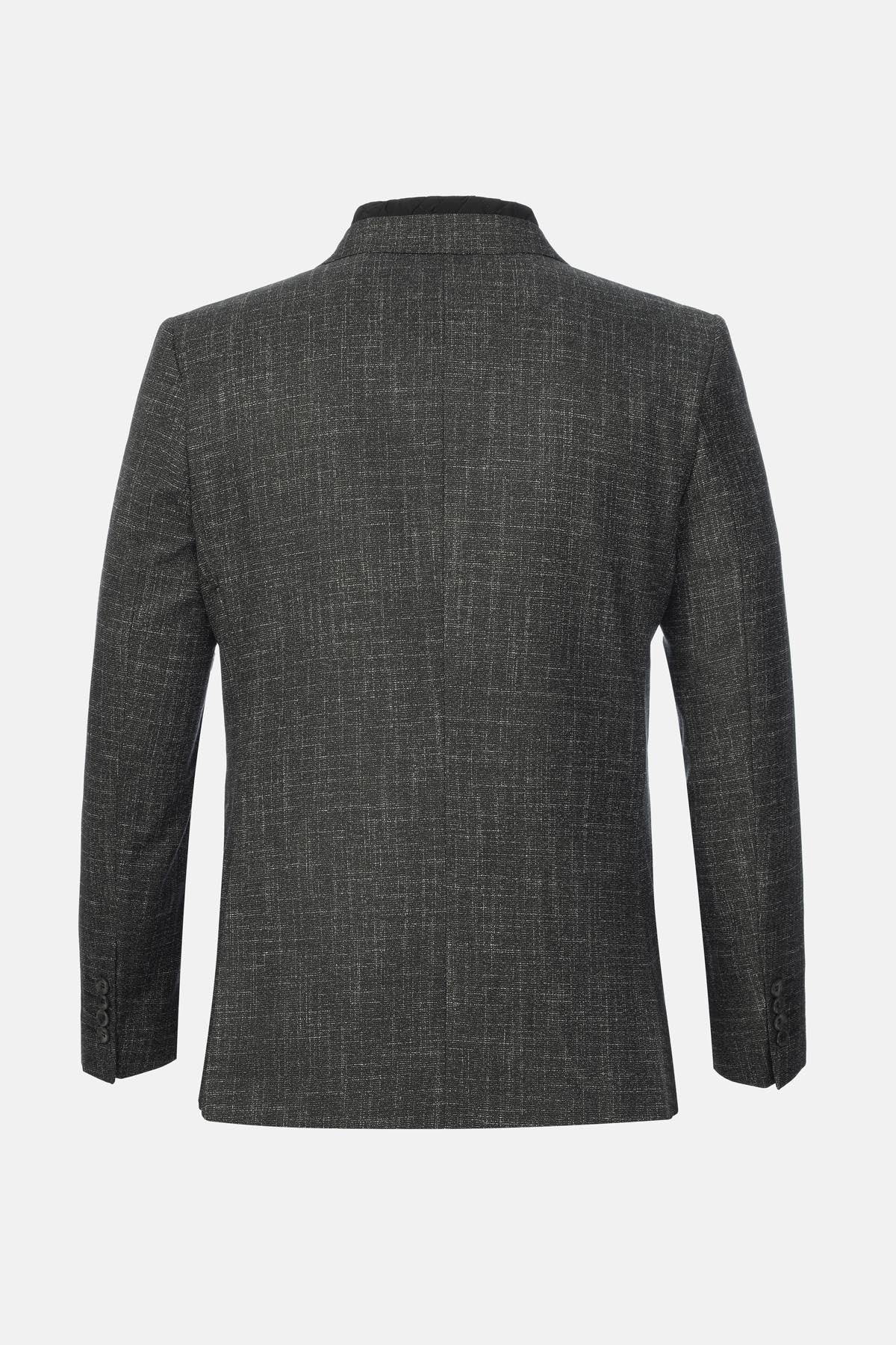 Woven Jaquard  Black & White Blazer with removable padded piece - 3