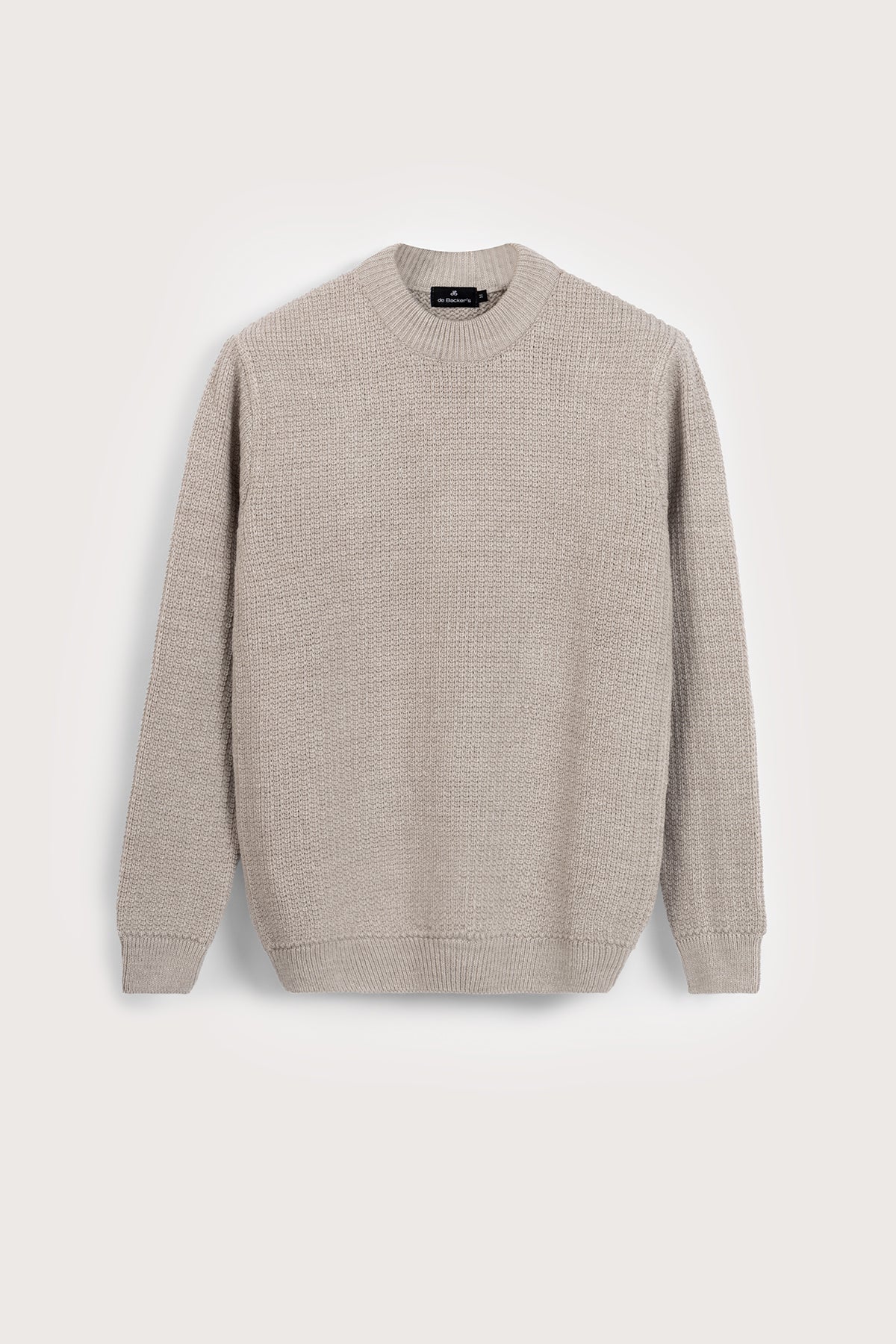 Knitted Light Beige Crew Neck Pullover