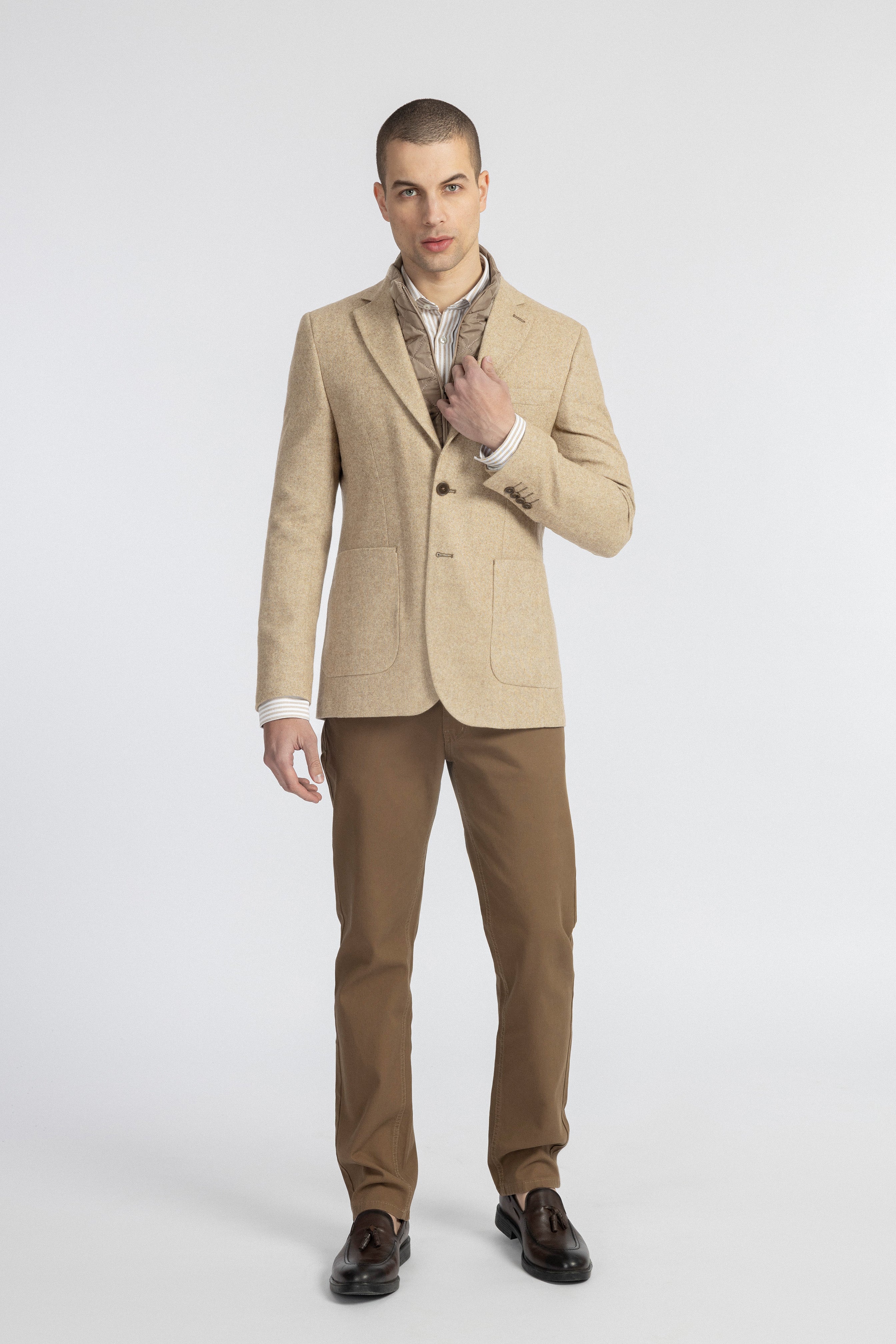 Beige Blazer with removable padded piece