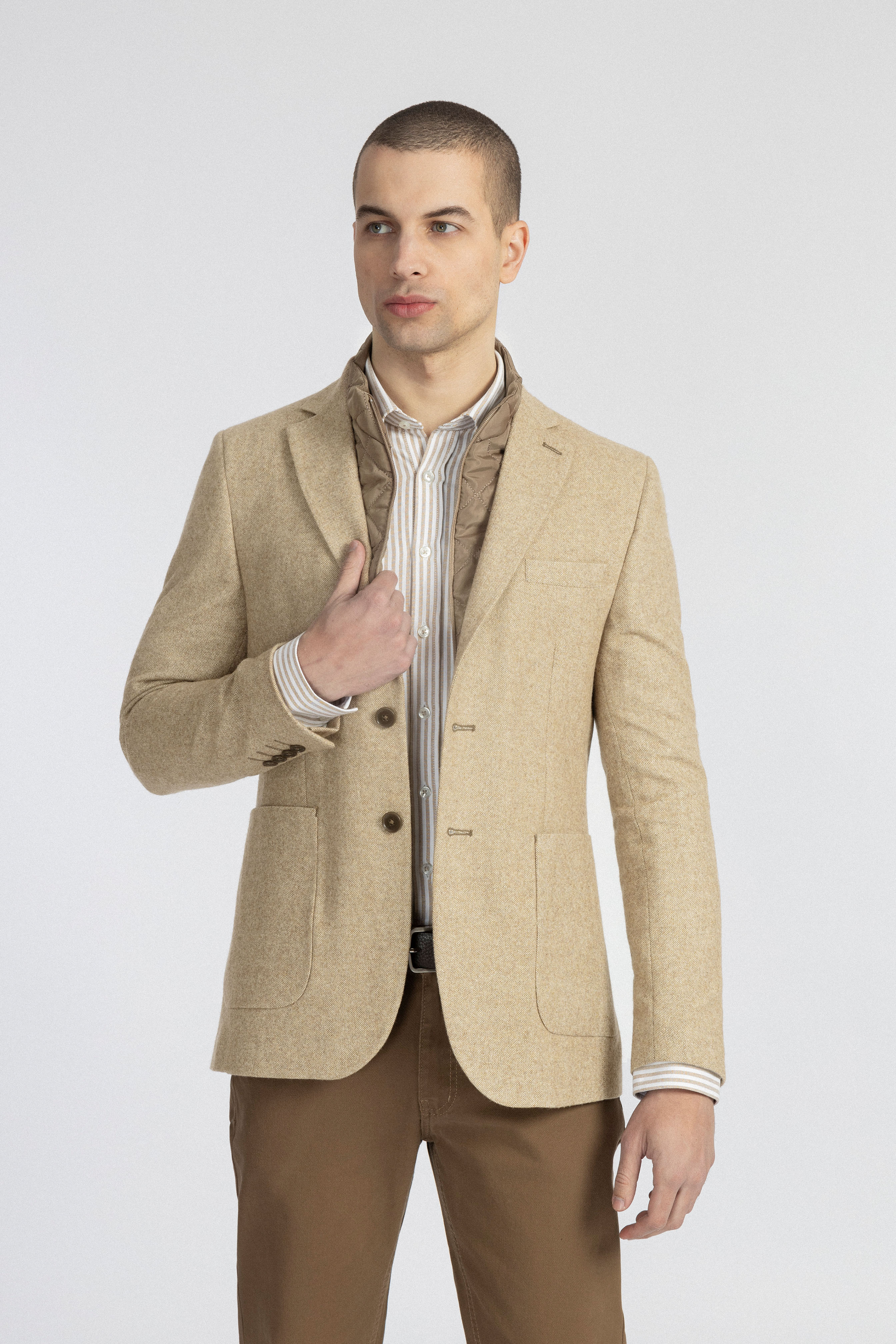 Beige Blazer with removable padded piece