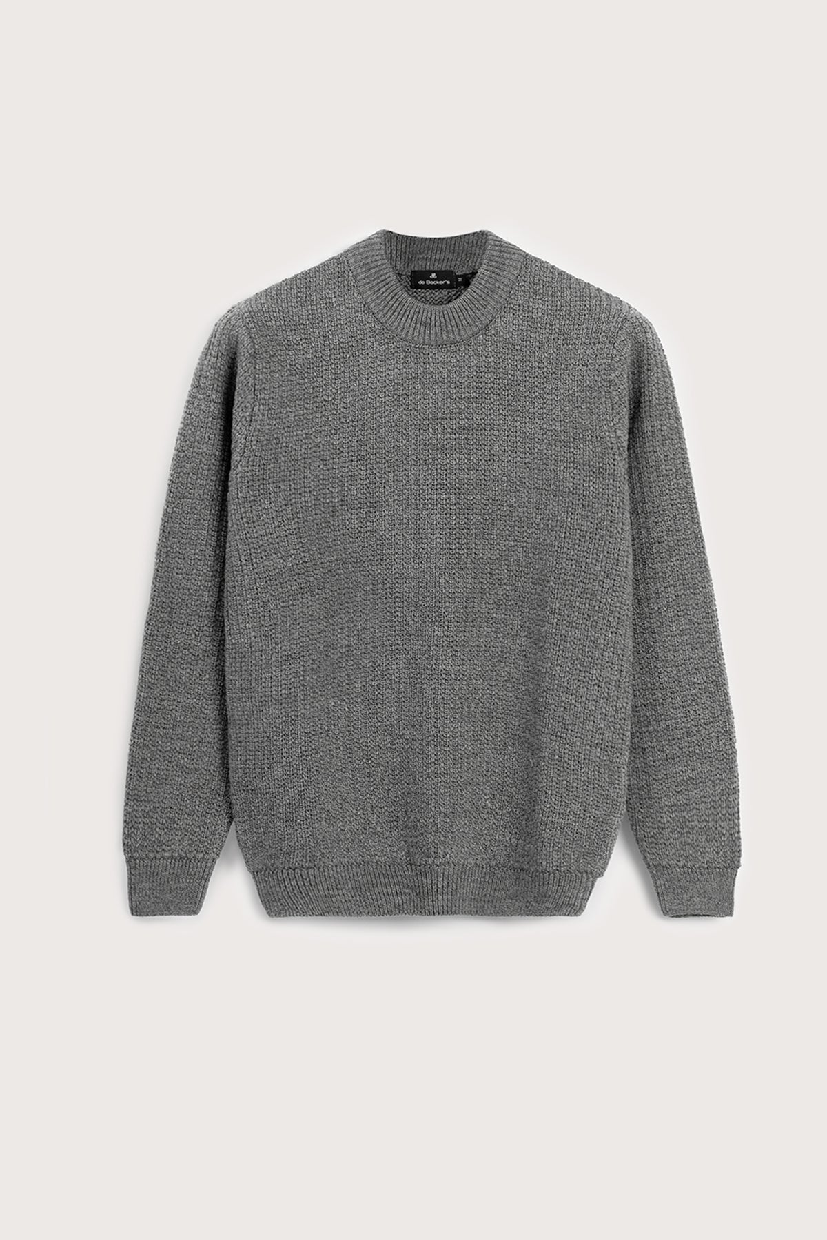 Knitted Gray Crew Neck Pullover