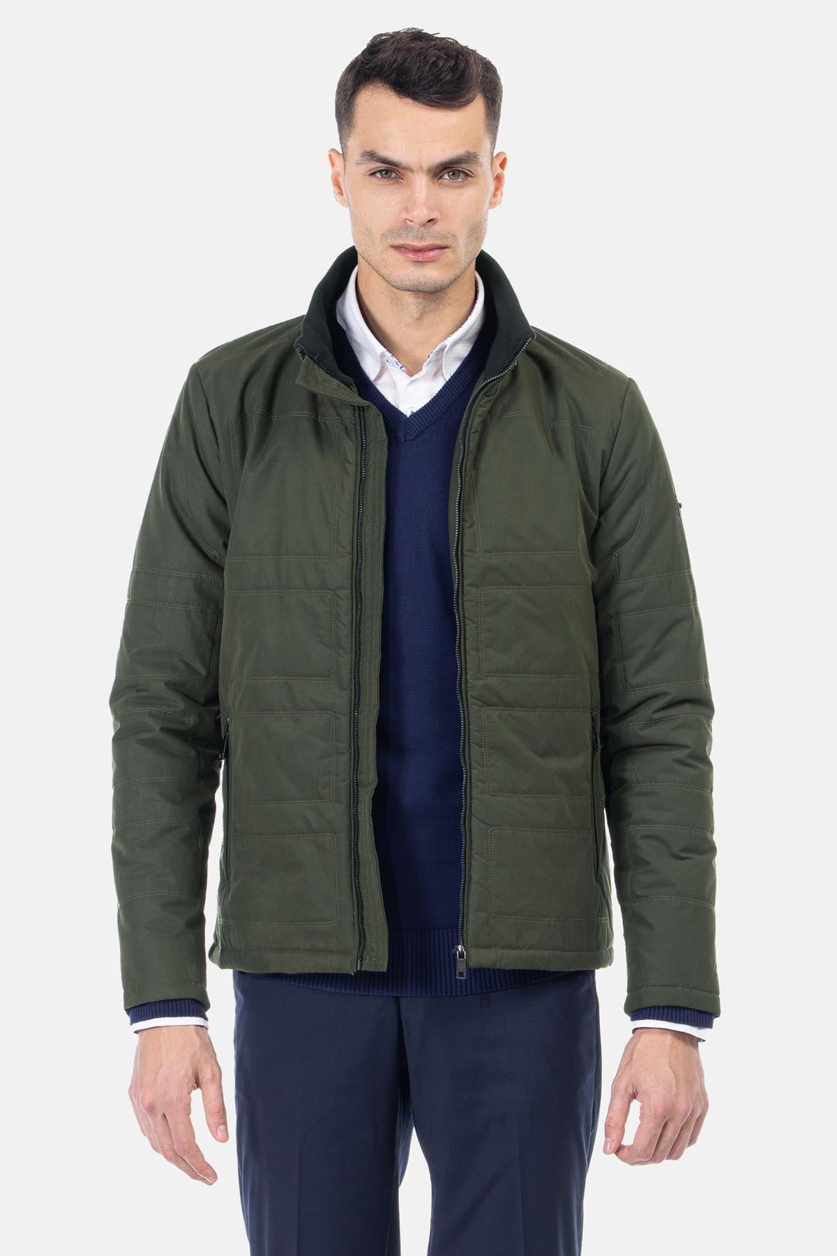 Waterproof Dark Green Sweater Jacket