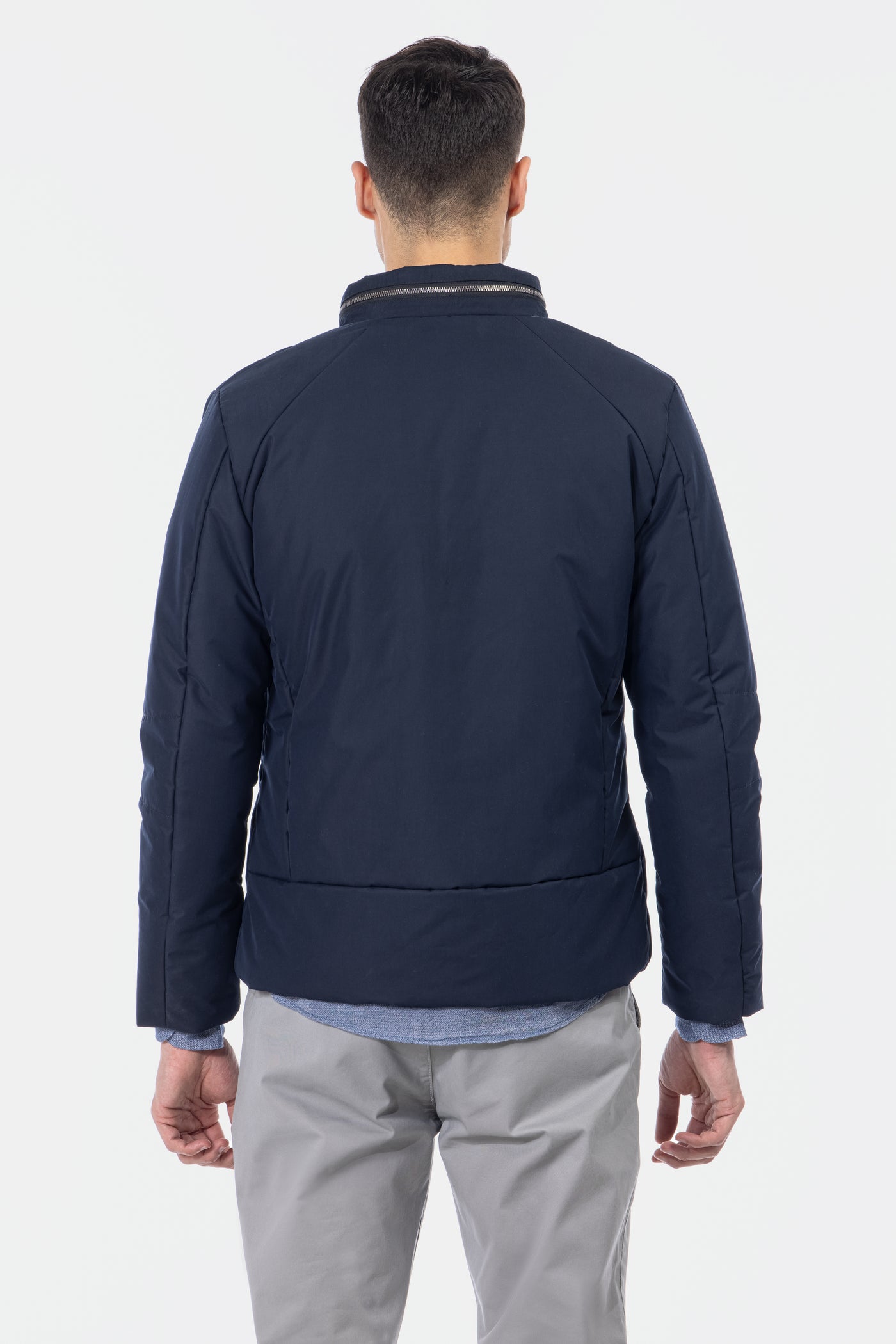 Waterproof Solid Patted Navy Sweater Jacket