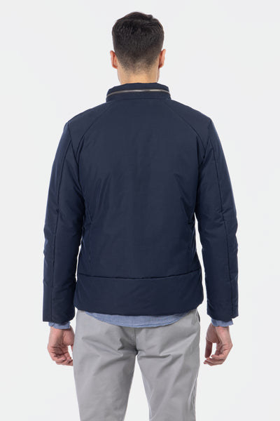 Waterproof Solid Patted Navy Sweater Jacket