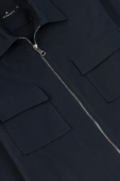 Solid Navy Zip-Up Over-Shirt