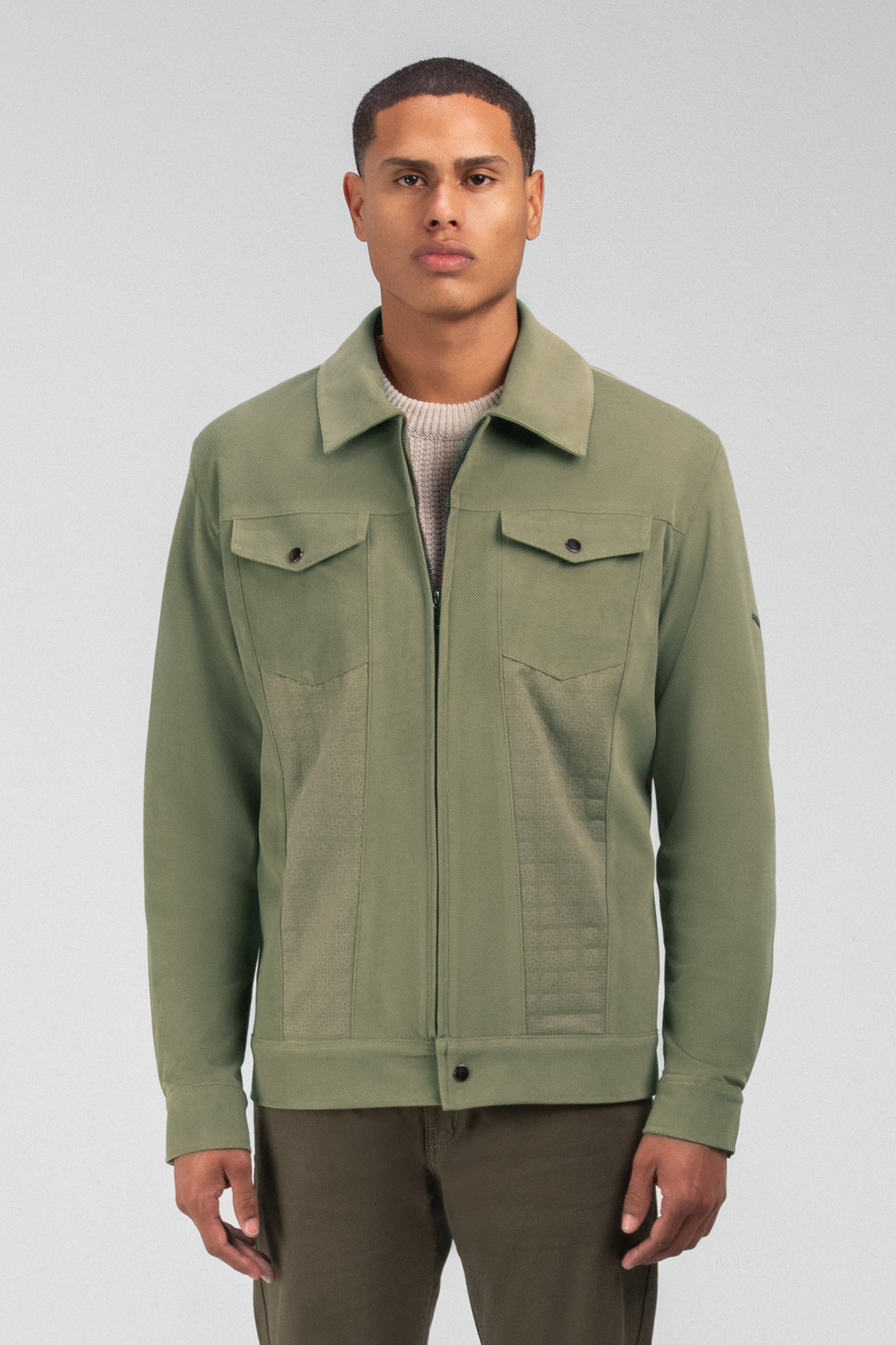 Zip-Up Chamois Green Jacket - 2