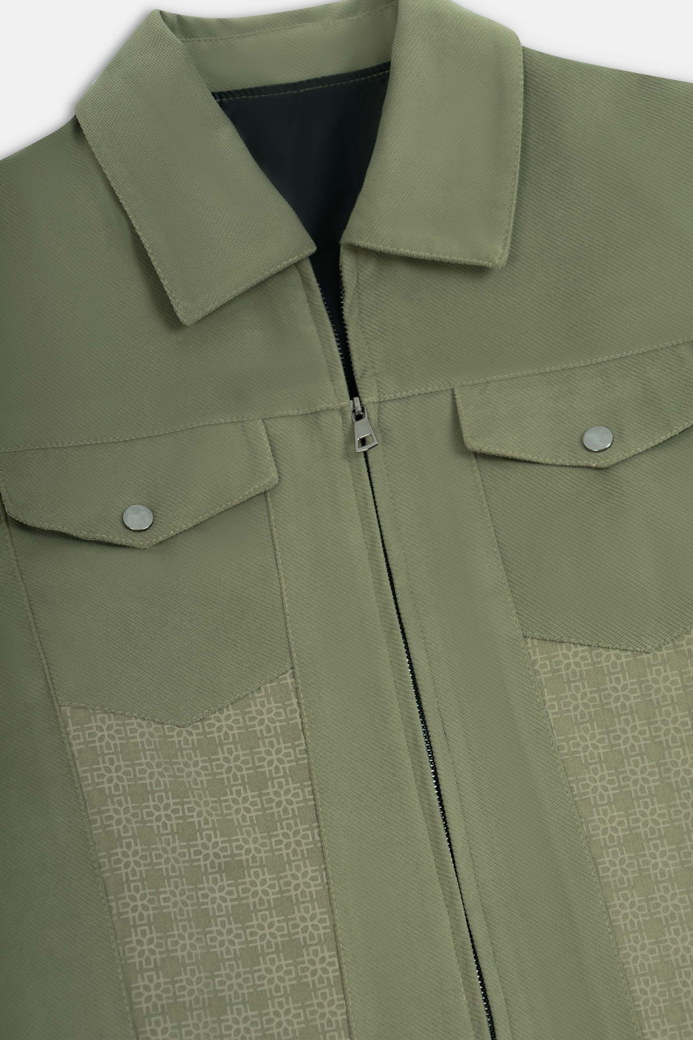 Zip-Up Chamois Green Jacket