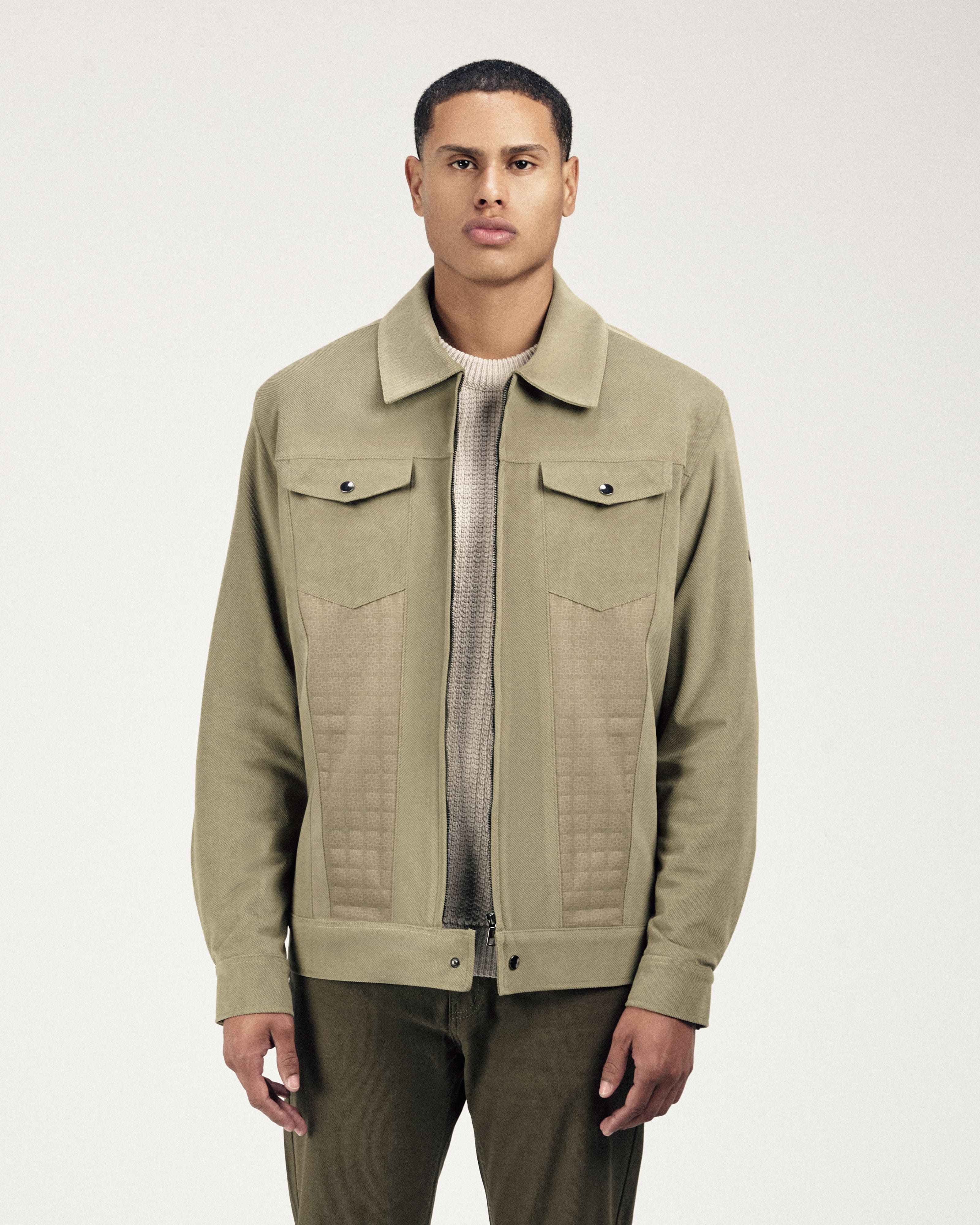 Zip-Up Chamois Green Jacket