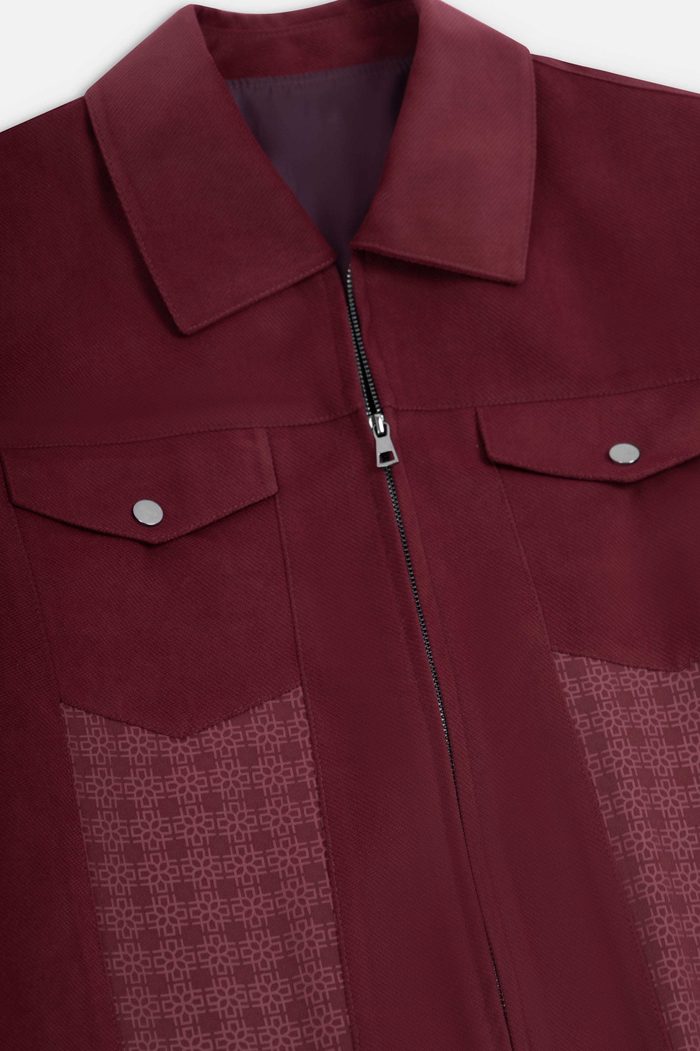 Zip-Up Chamois Burgundy Jacket