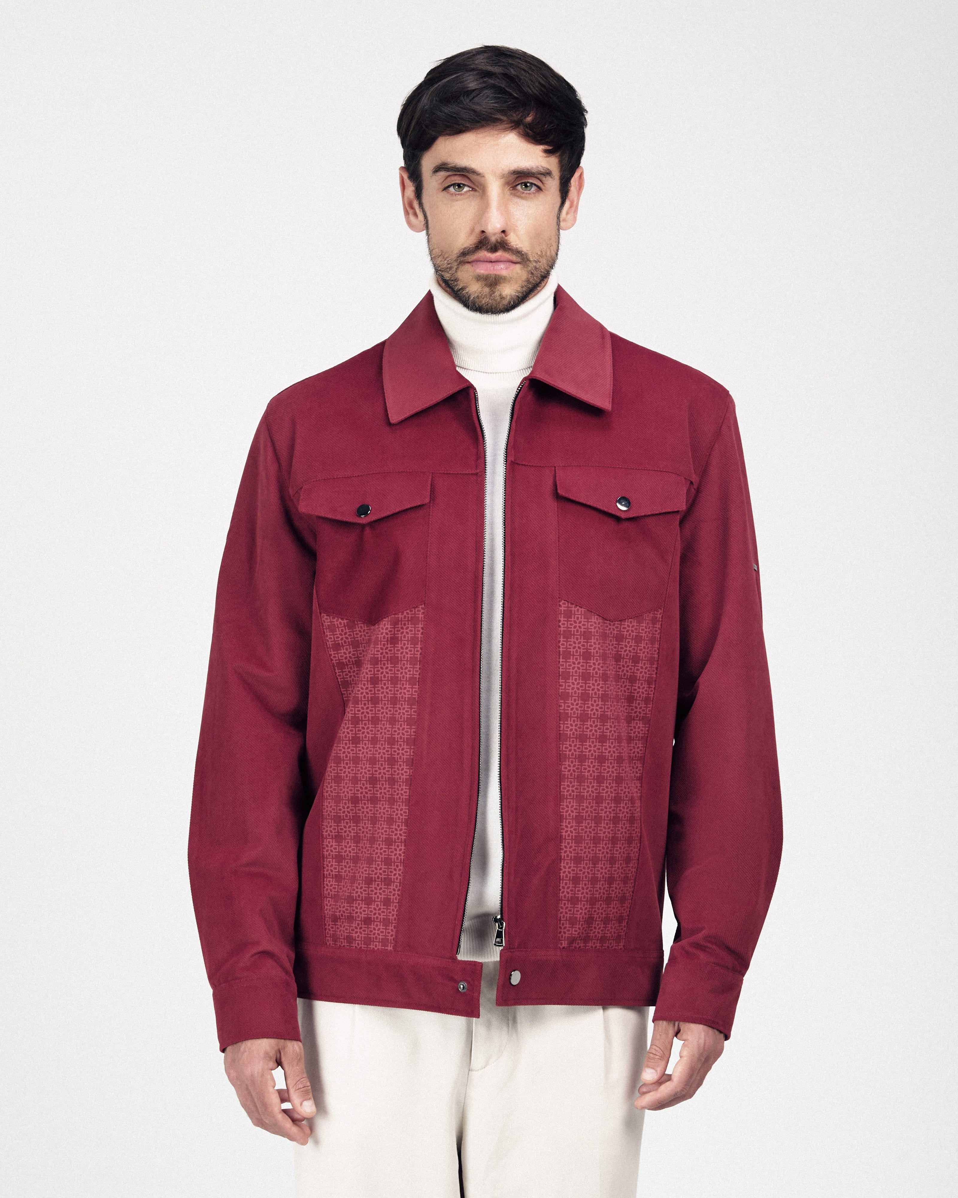 Zip-Up Chamois Burgundy Jacket