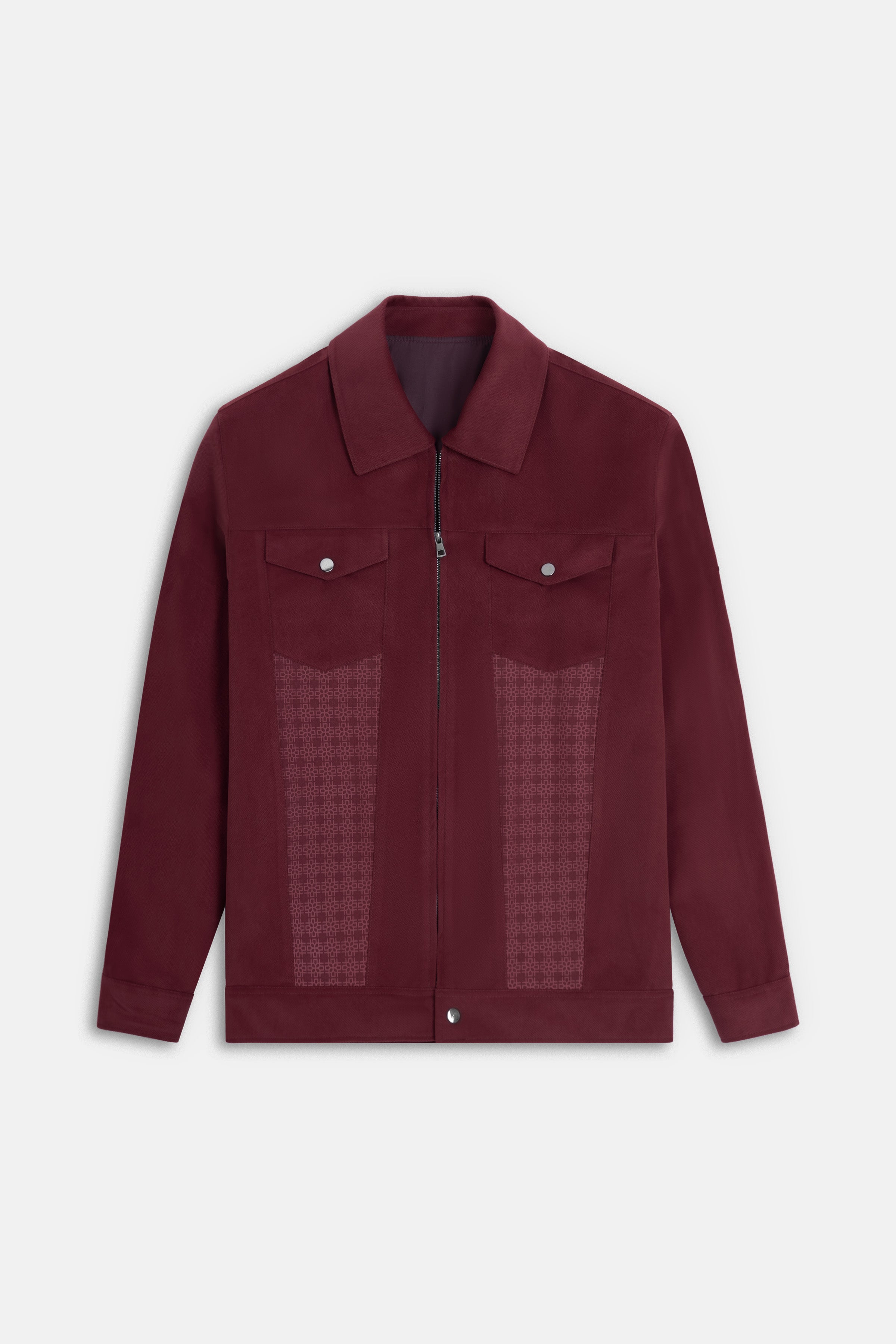 Zip-Up Chamois Burgundy Jacket - 1