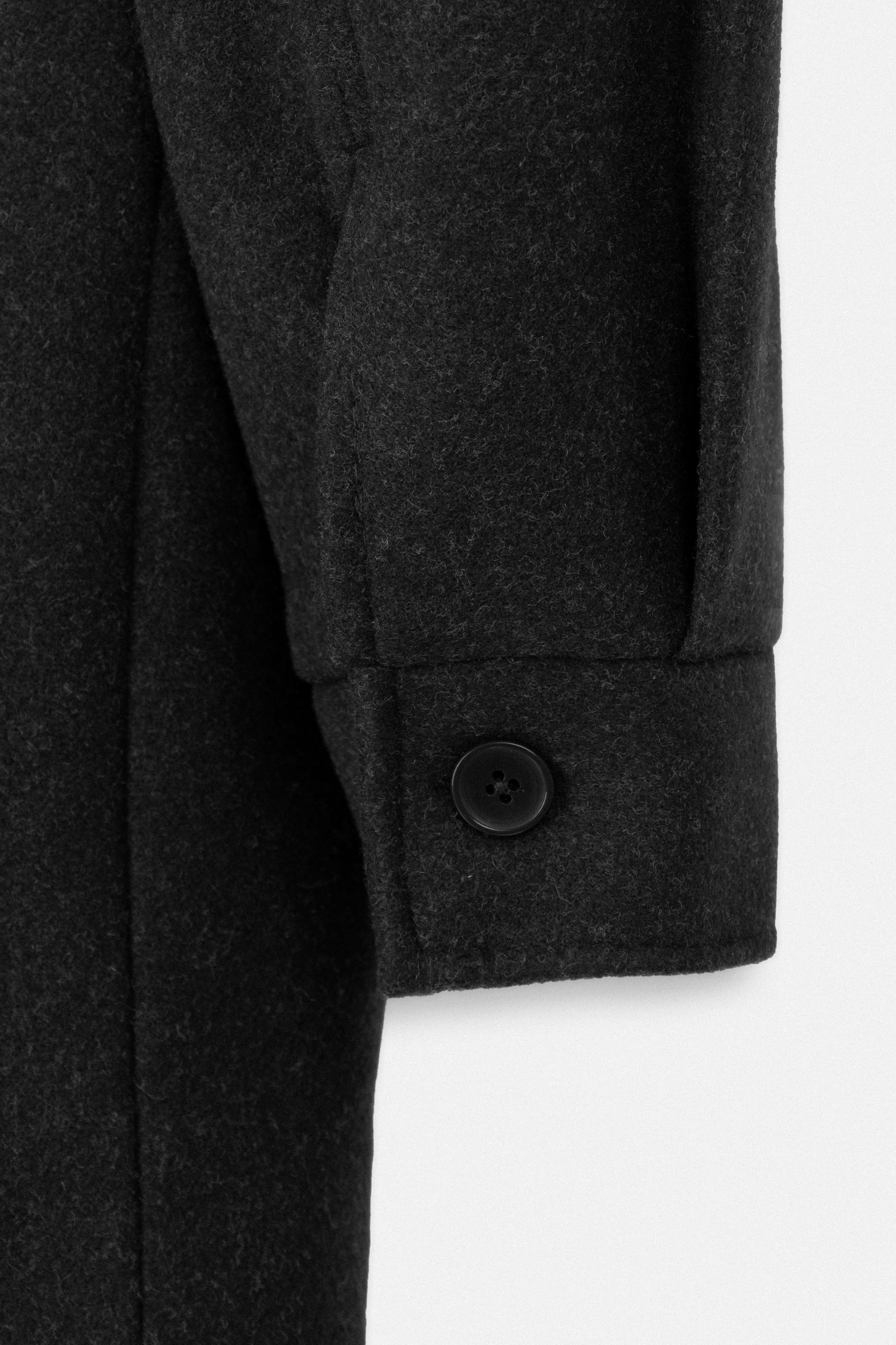 Black Wool Feel Felt Jacket with fur piece