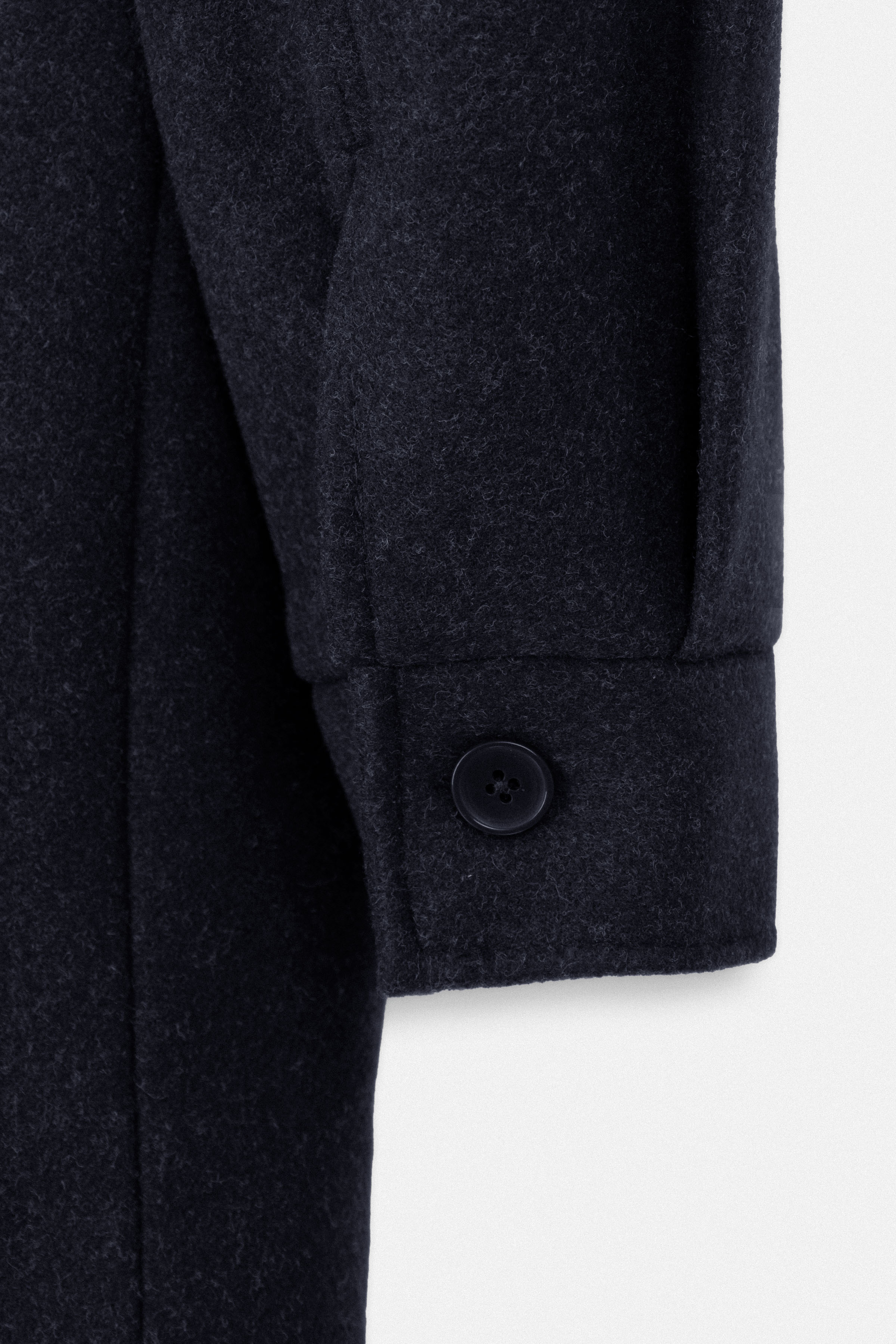 Navy Wool Feel Felt Jacket with fur piece