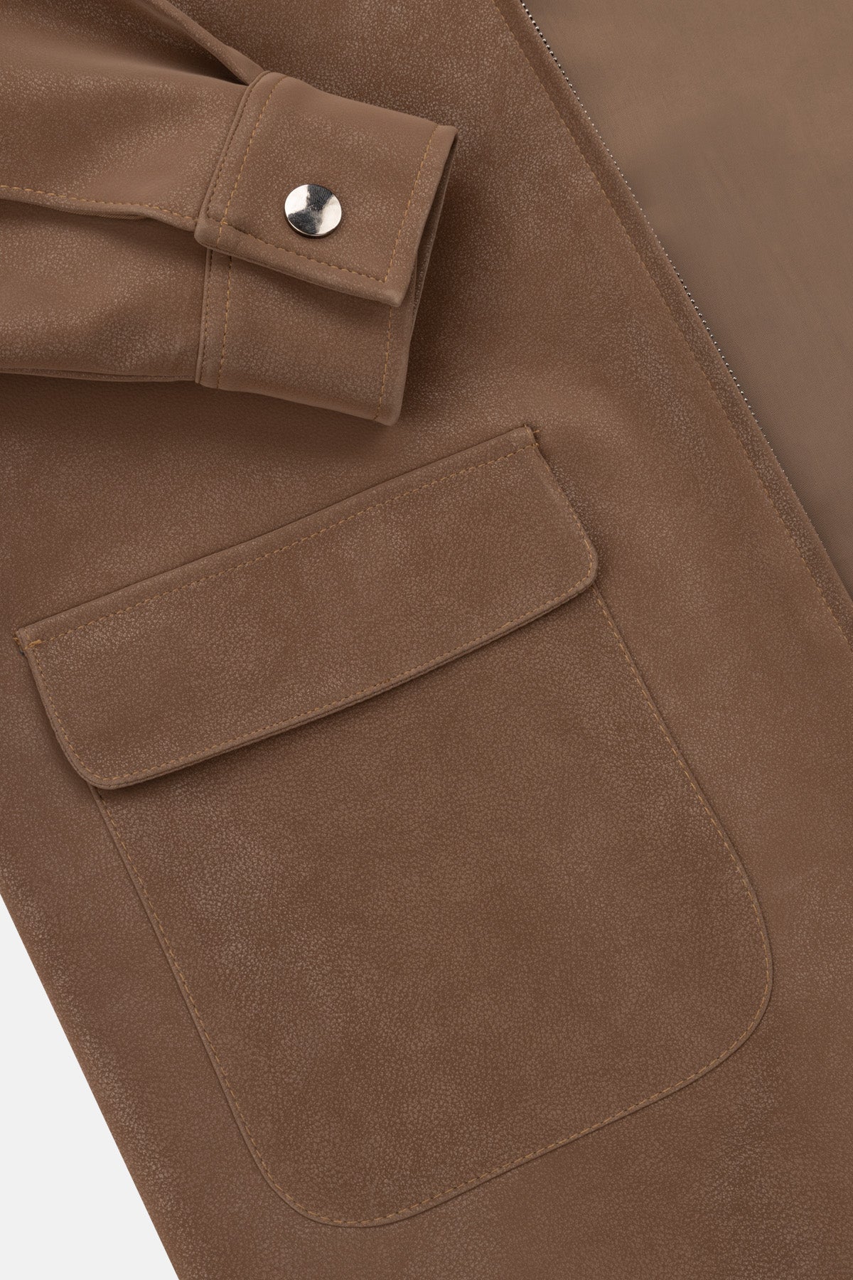 Solid Zip-Up Van Dyke Brown leather Jacket