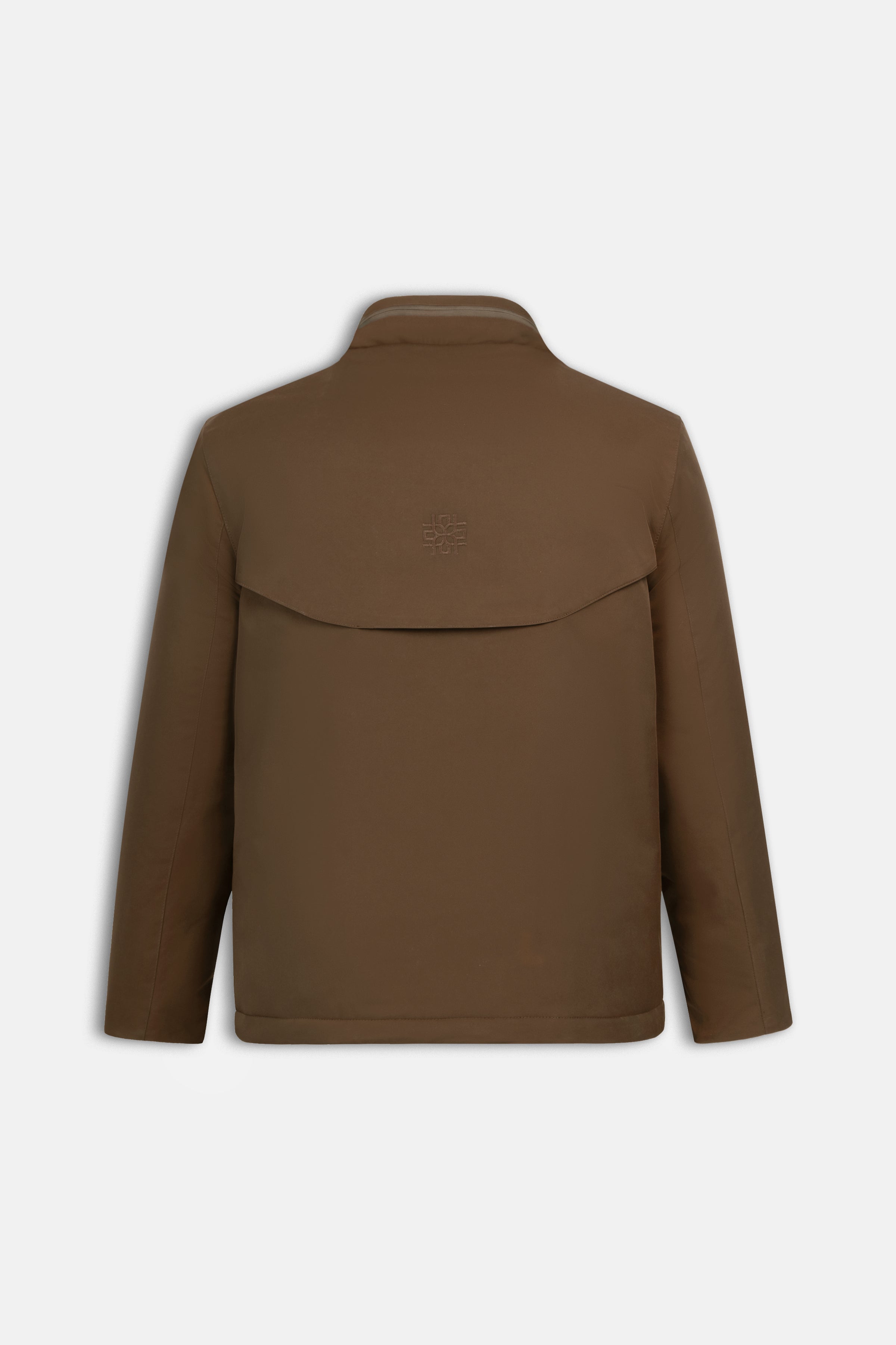 Waterproof Coffee Gabardine Jacket With Hoodie