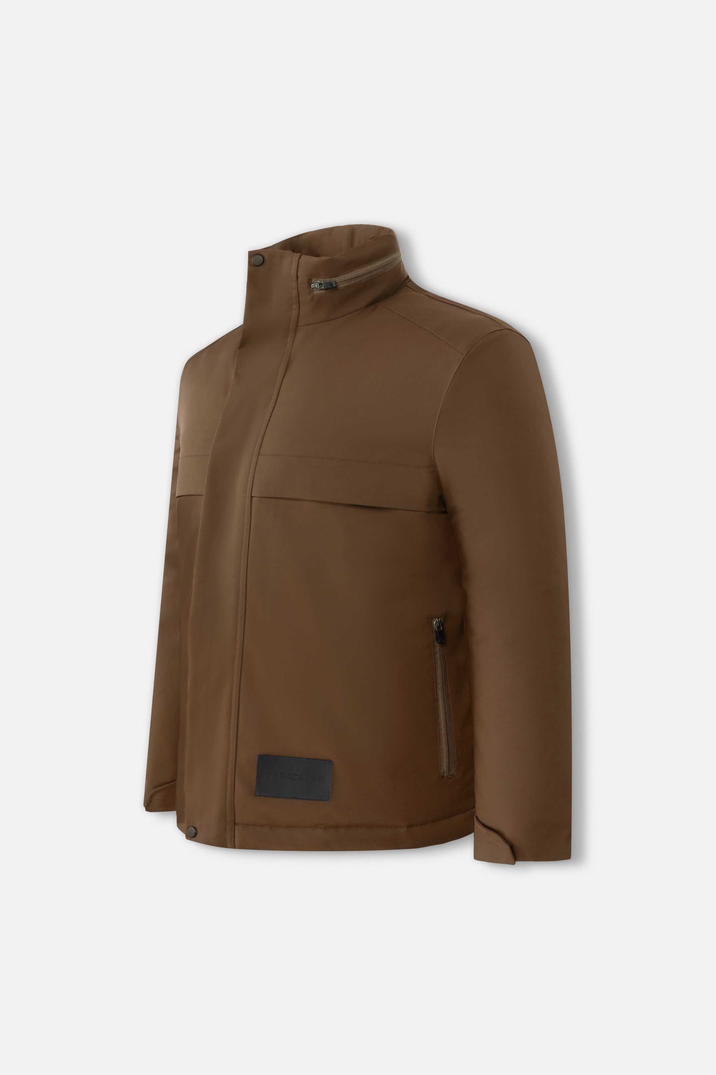 Waterproof Coffee Gabardine Jacket With Hoodie