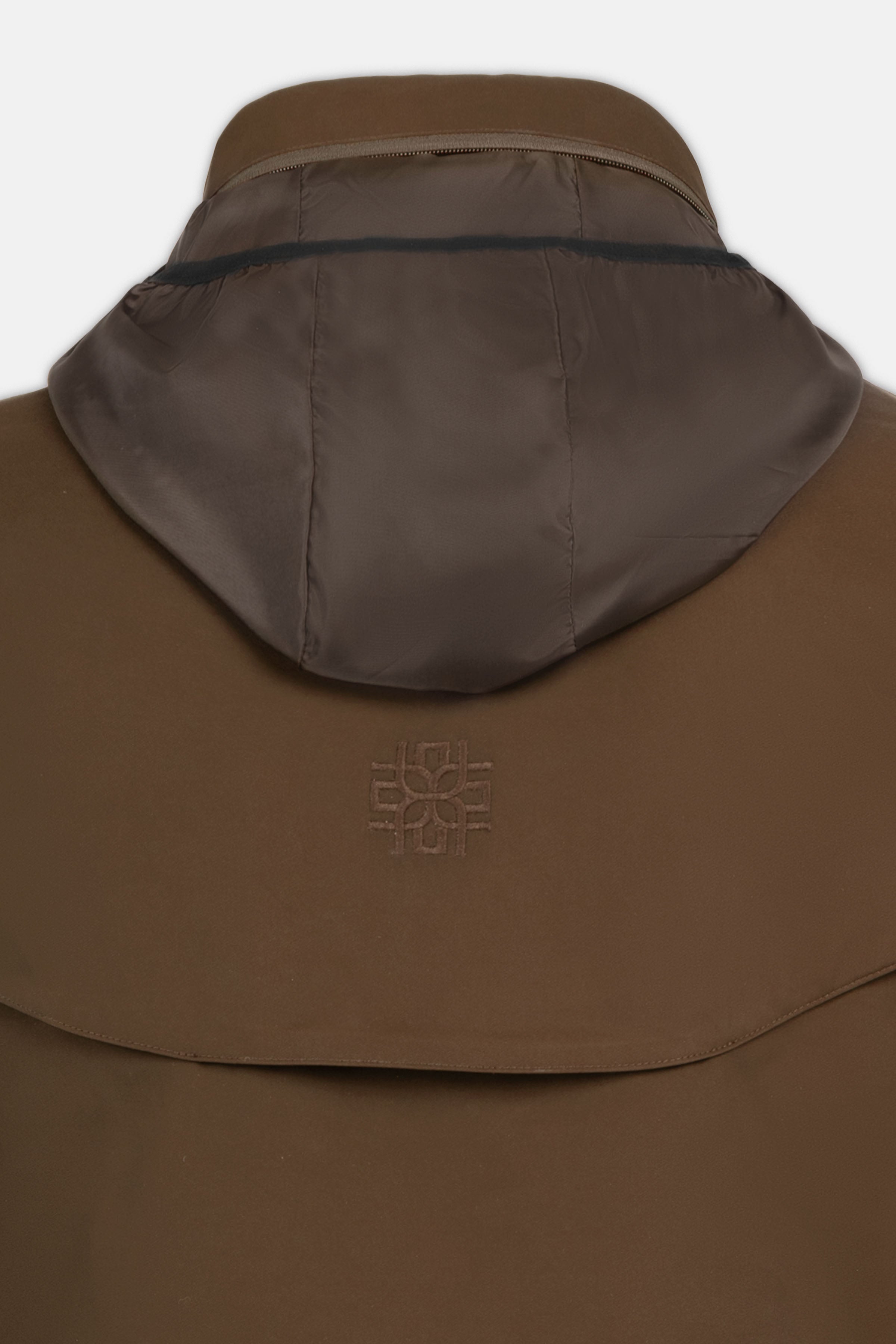 Waterproof Coffee Gabardine Jacket With Hoodie