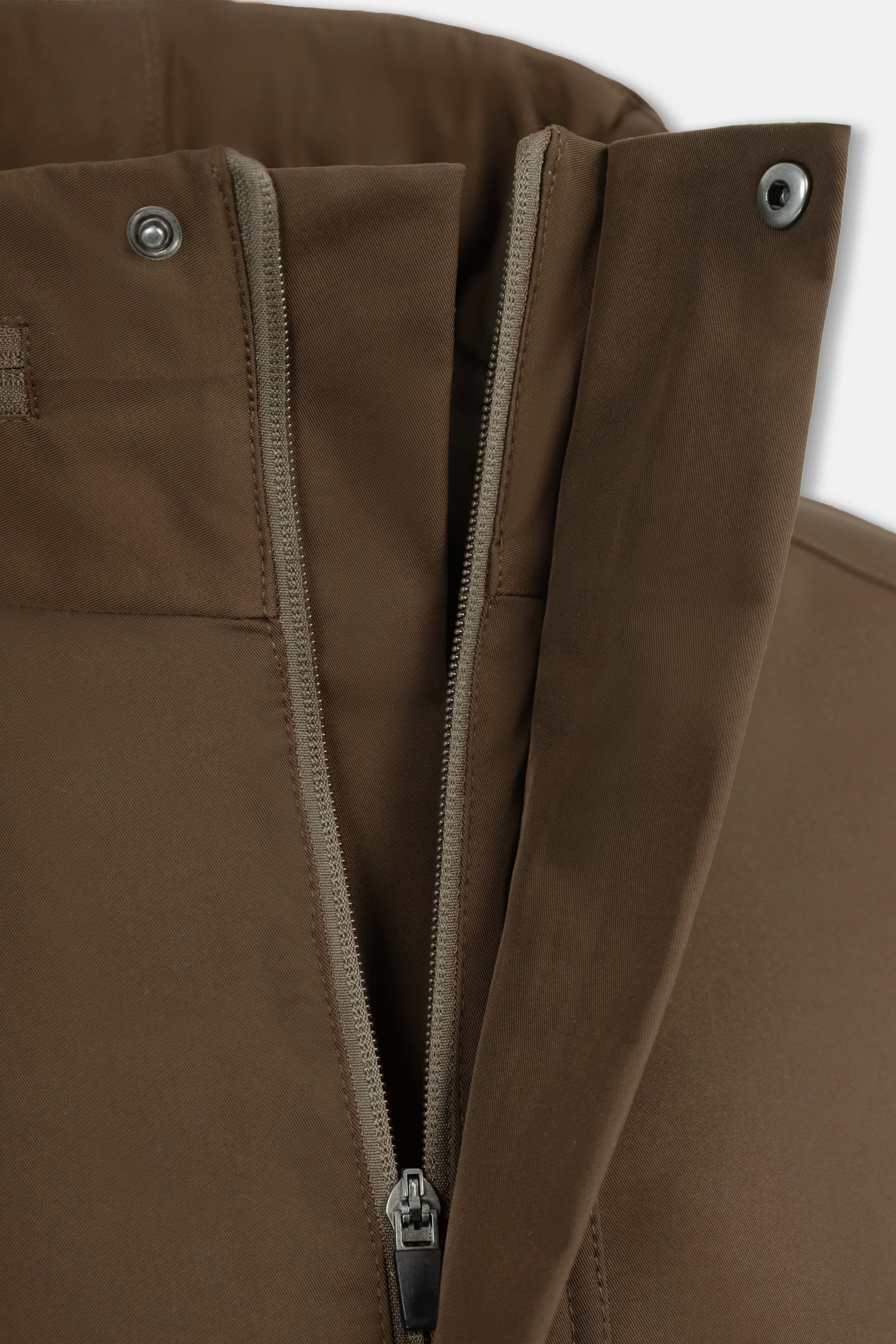 Waterproof Coffee Gabardine Jacket With Hoodie