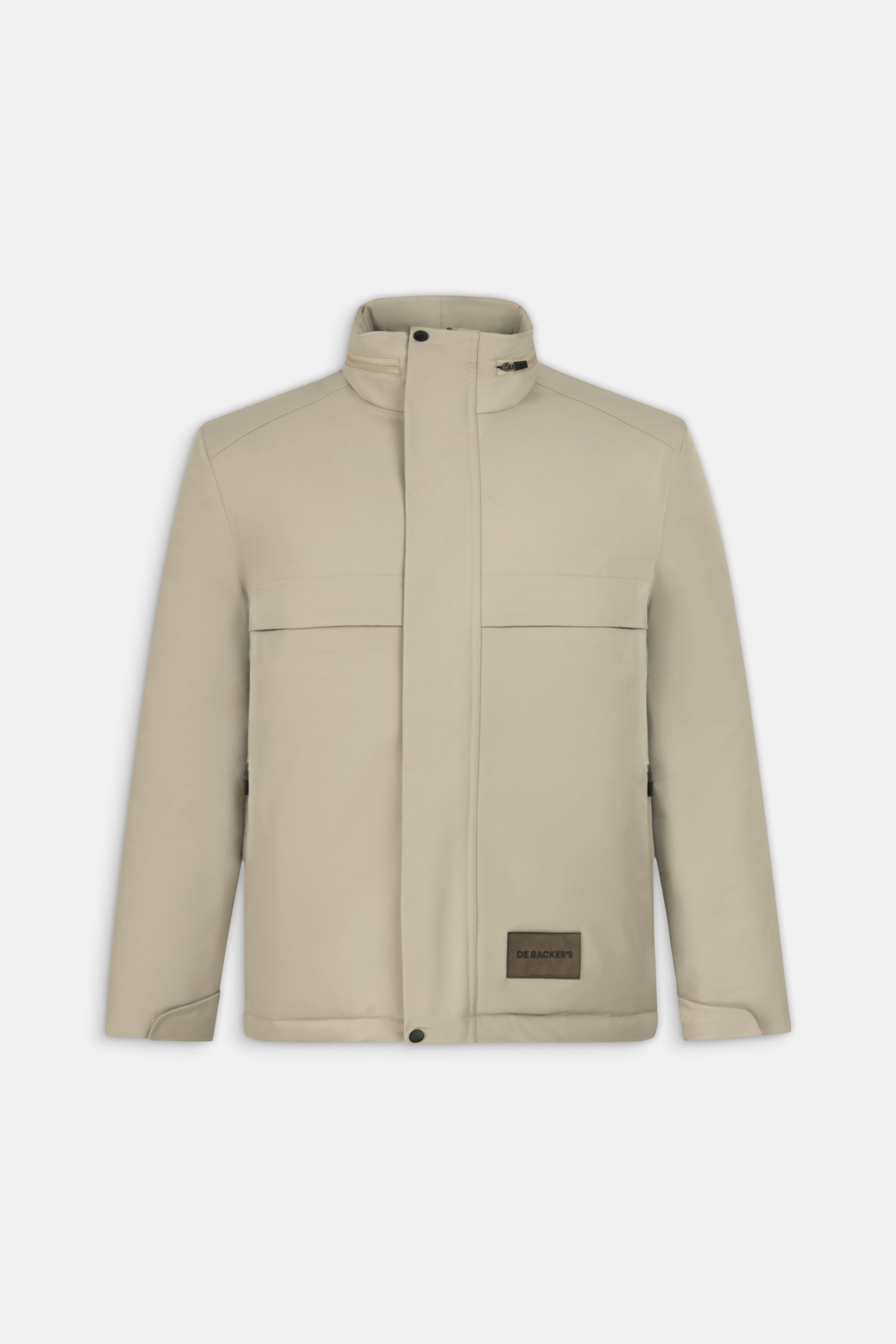 Waterproof Light-Beige Gabardine Jacket With Hoodie - 1