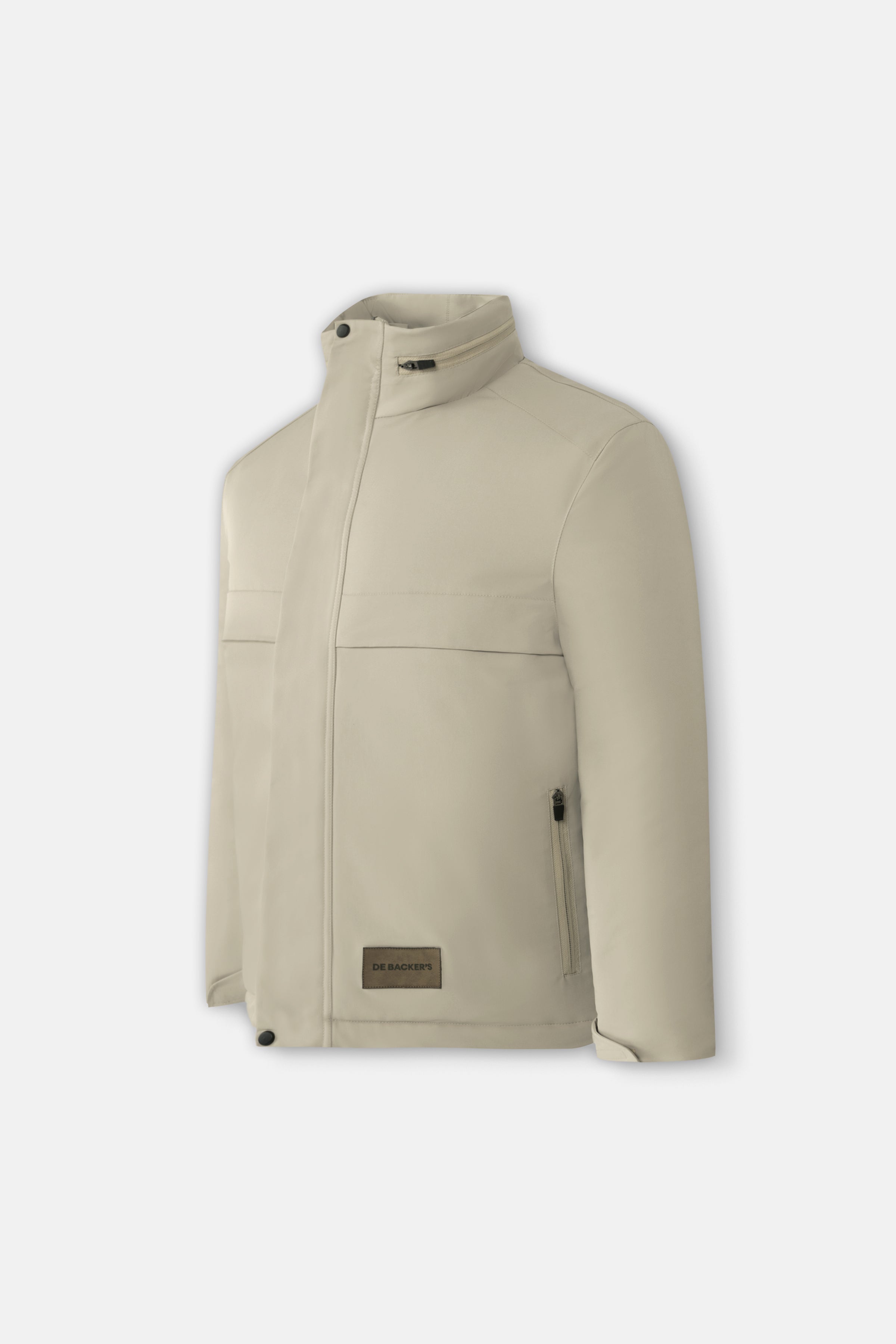 Waterproof Light-Beige Gabardine Jacket With Hoodie