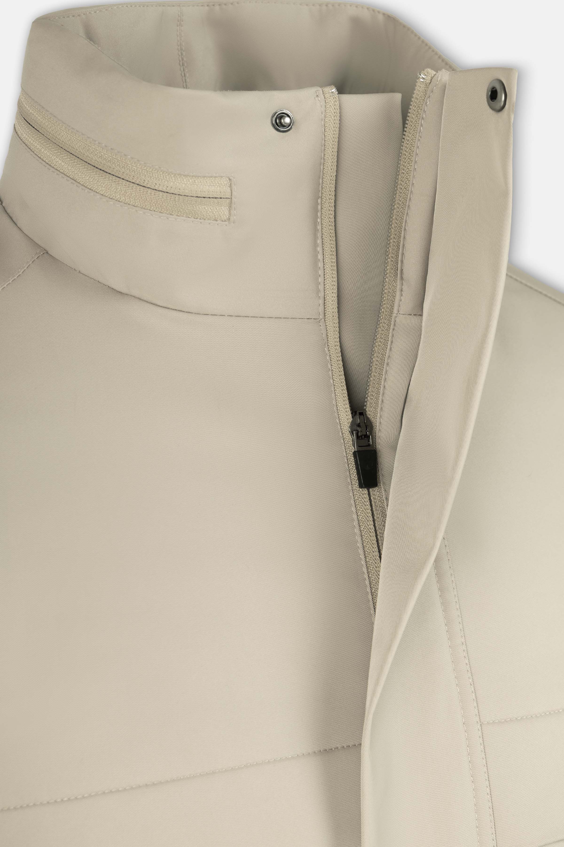 Waterproof Light-Beige Gabardine Jacket With Hoodie