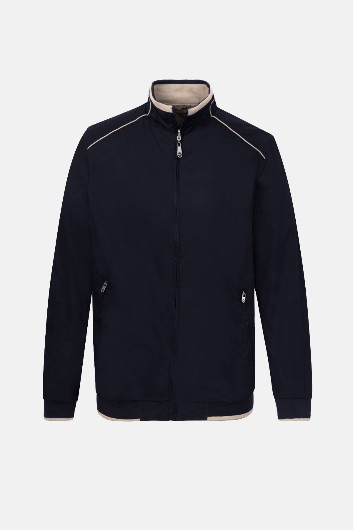 Beige & Navy double-face Waterproof Jacket - 1