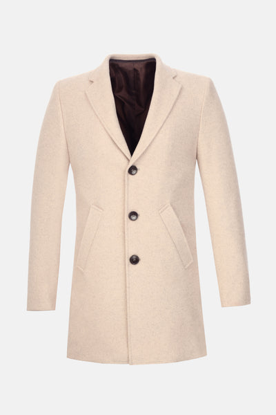 Light Beige & Gray Woven wide lapel Coat with removable padded piece