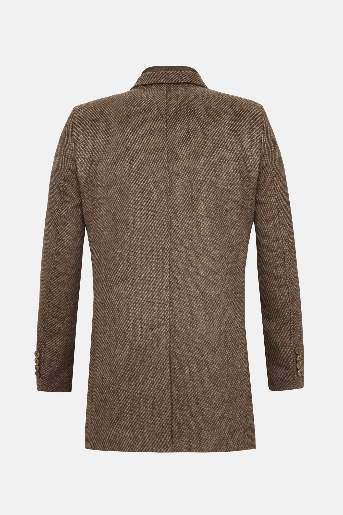 Jacquard Brown & Hazel Woven wide lapel Coat with removable padded piece
