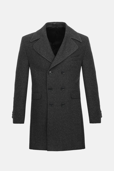 Woven Dark Gray & Black Long Coat with removable Fur piece