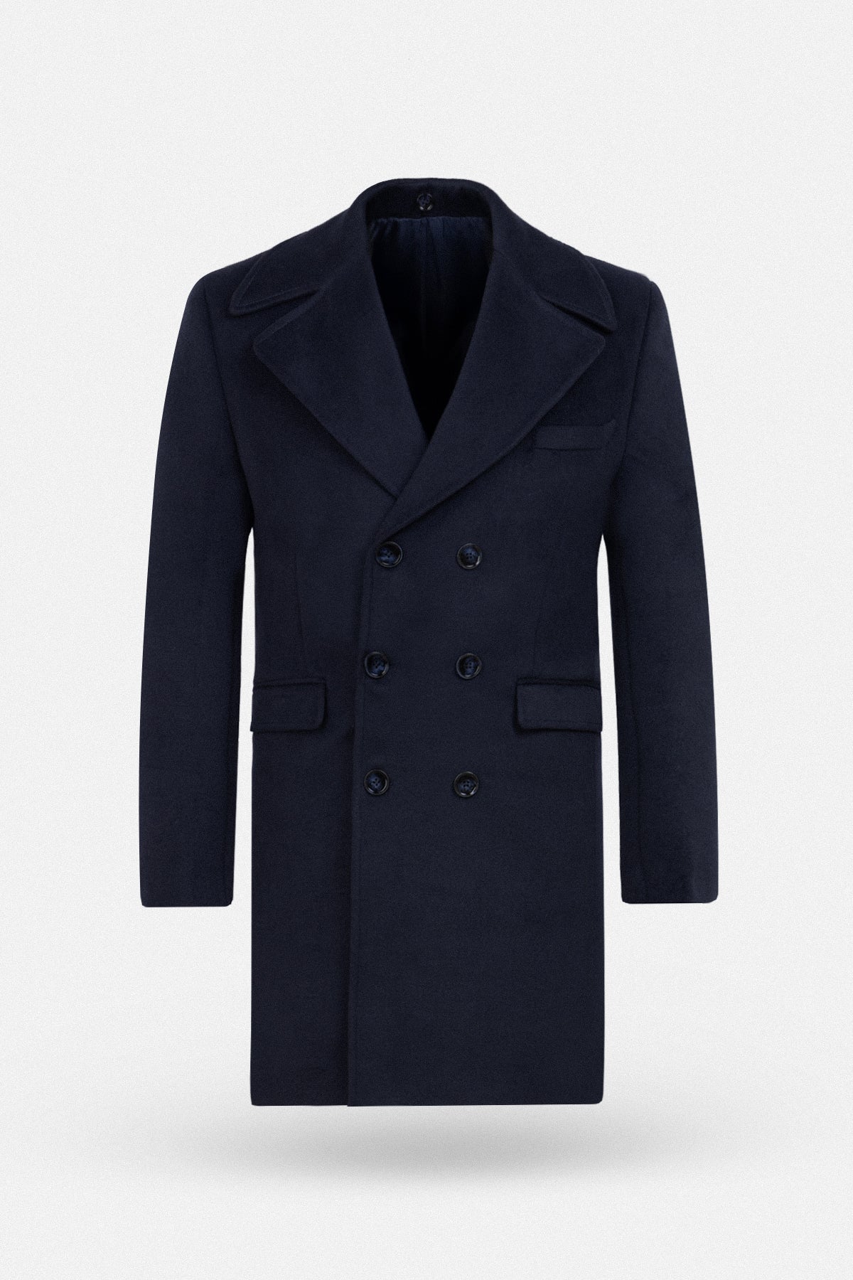 Navy Felt Coat with removable Fur piece