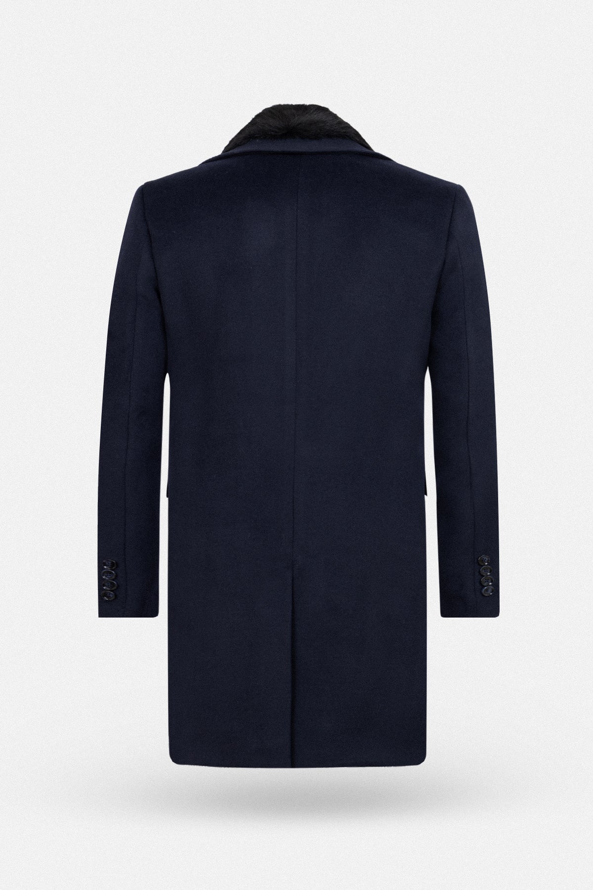 Navy Felt Coat with removable Fur piece