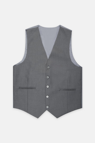 Gray Twill Single-Breasted Vest