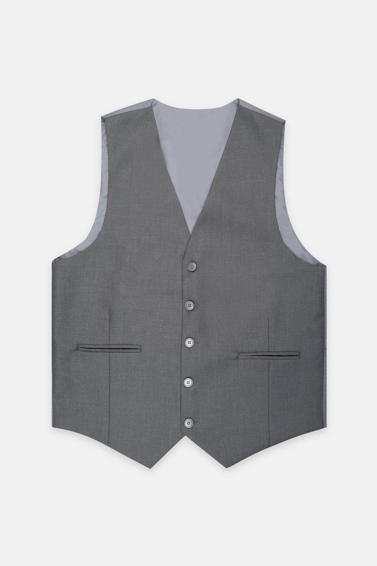 Gray Twill Single-Breasted Vest