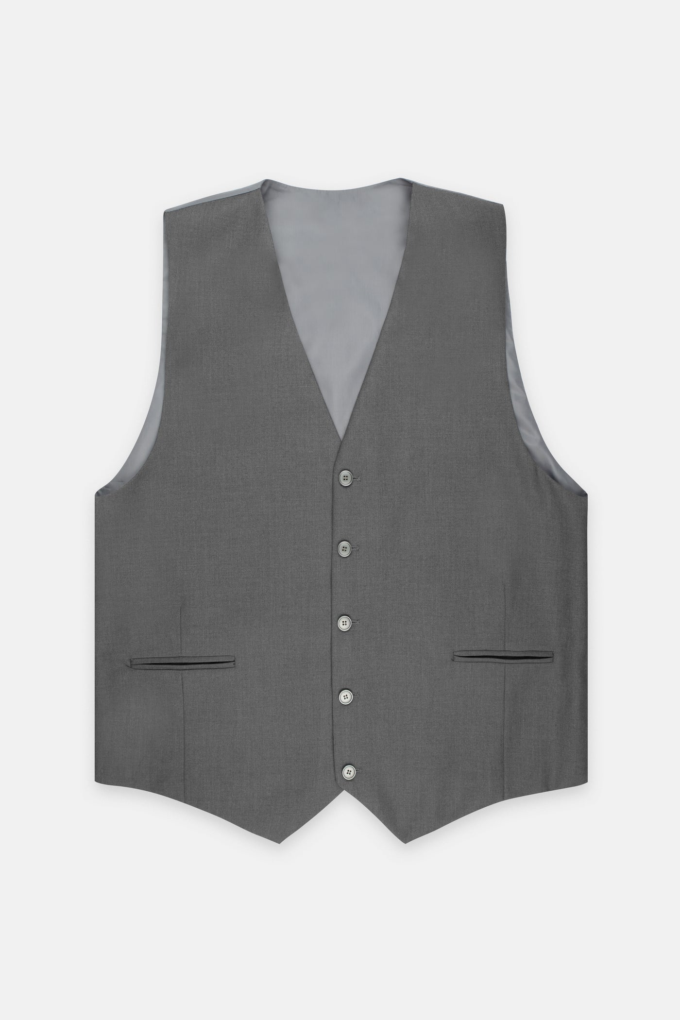 Dark Gray Twill Single-Breasted Vest