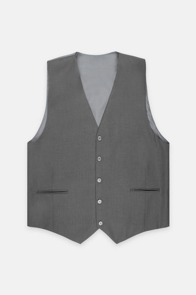 Dark Gray Twill Single-Breasted Vest