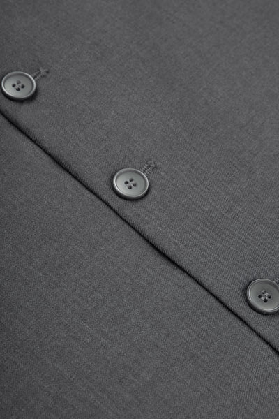 Dark Gray Twill Single-Breasted Vest