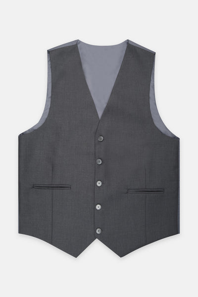 Dark Gray Twill Single-Breasted Vest