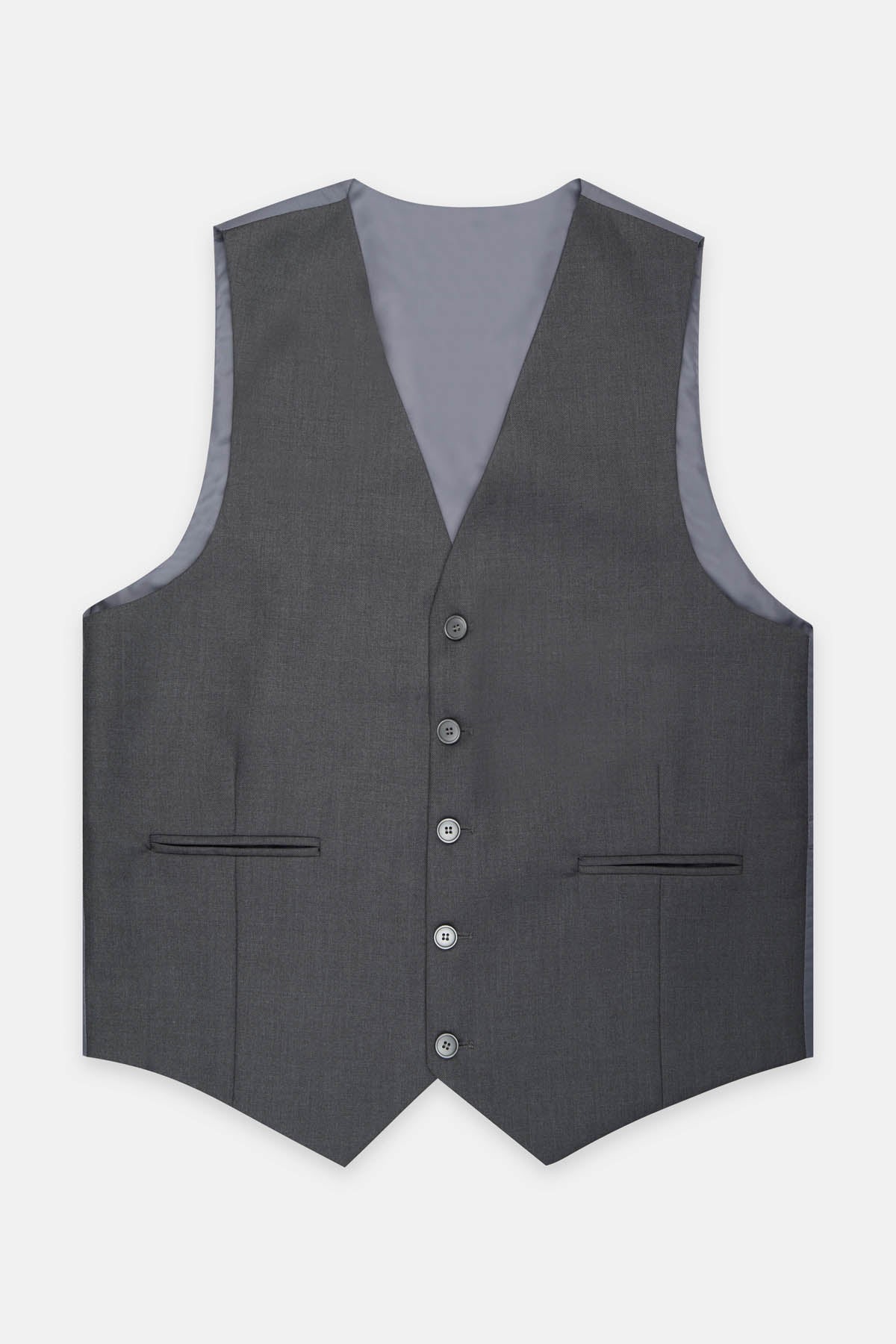 Dark Gray Twill Single-Breasted Vest