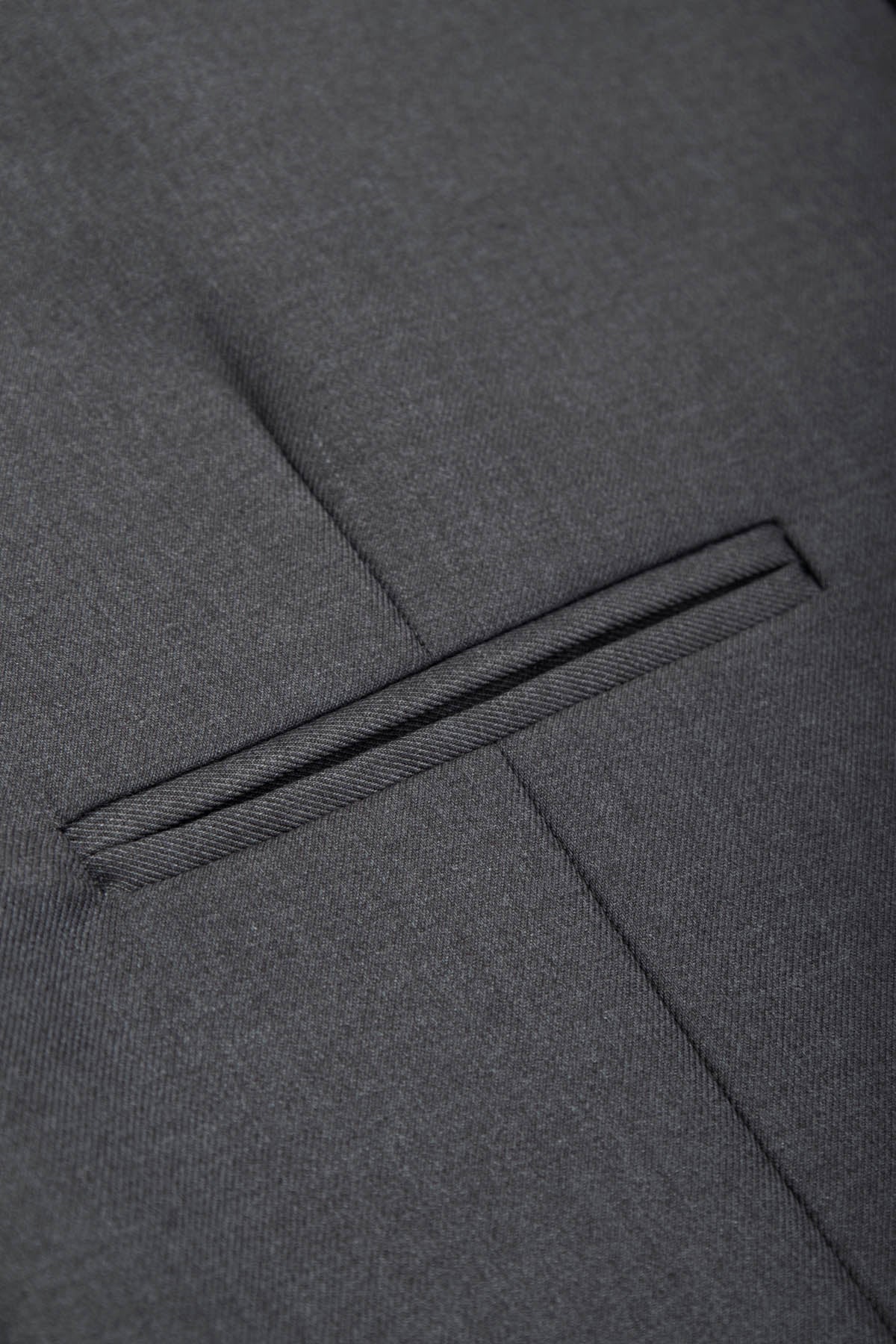 Dark Gray Twill Single-Breasted Vest