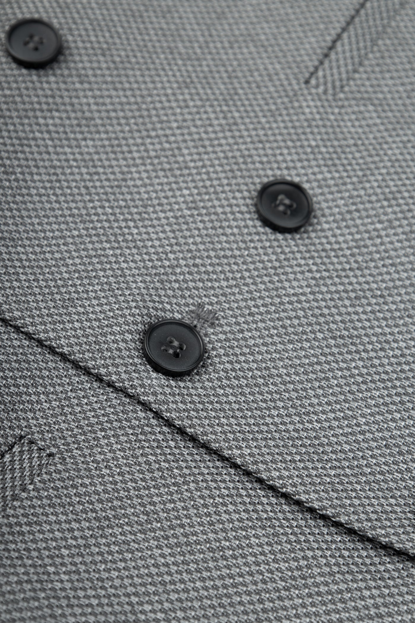 Jacquard Light Gray Twill Double-Breasted Linen Vest