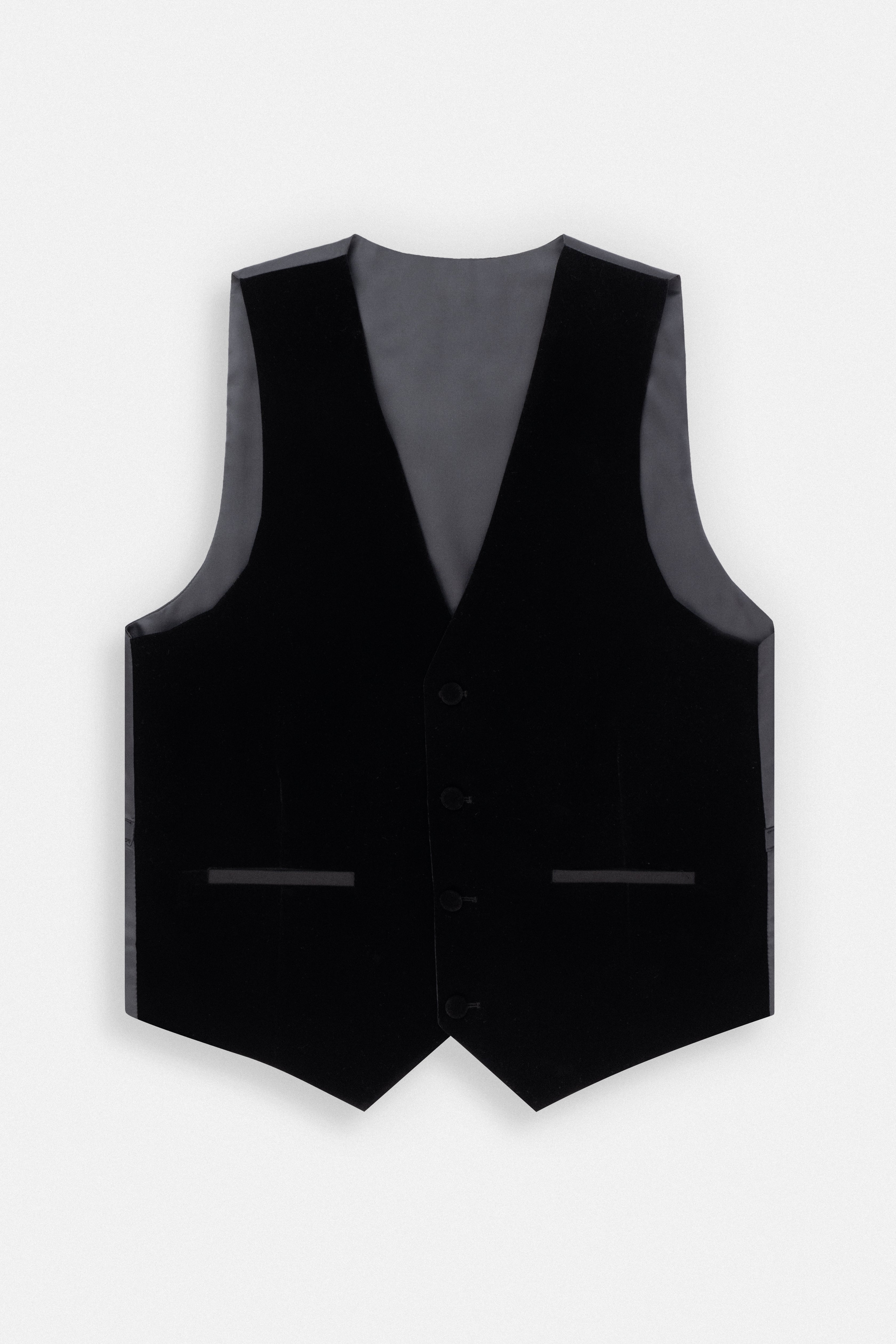 Black Single-Breasted Chamois Vest