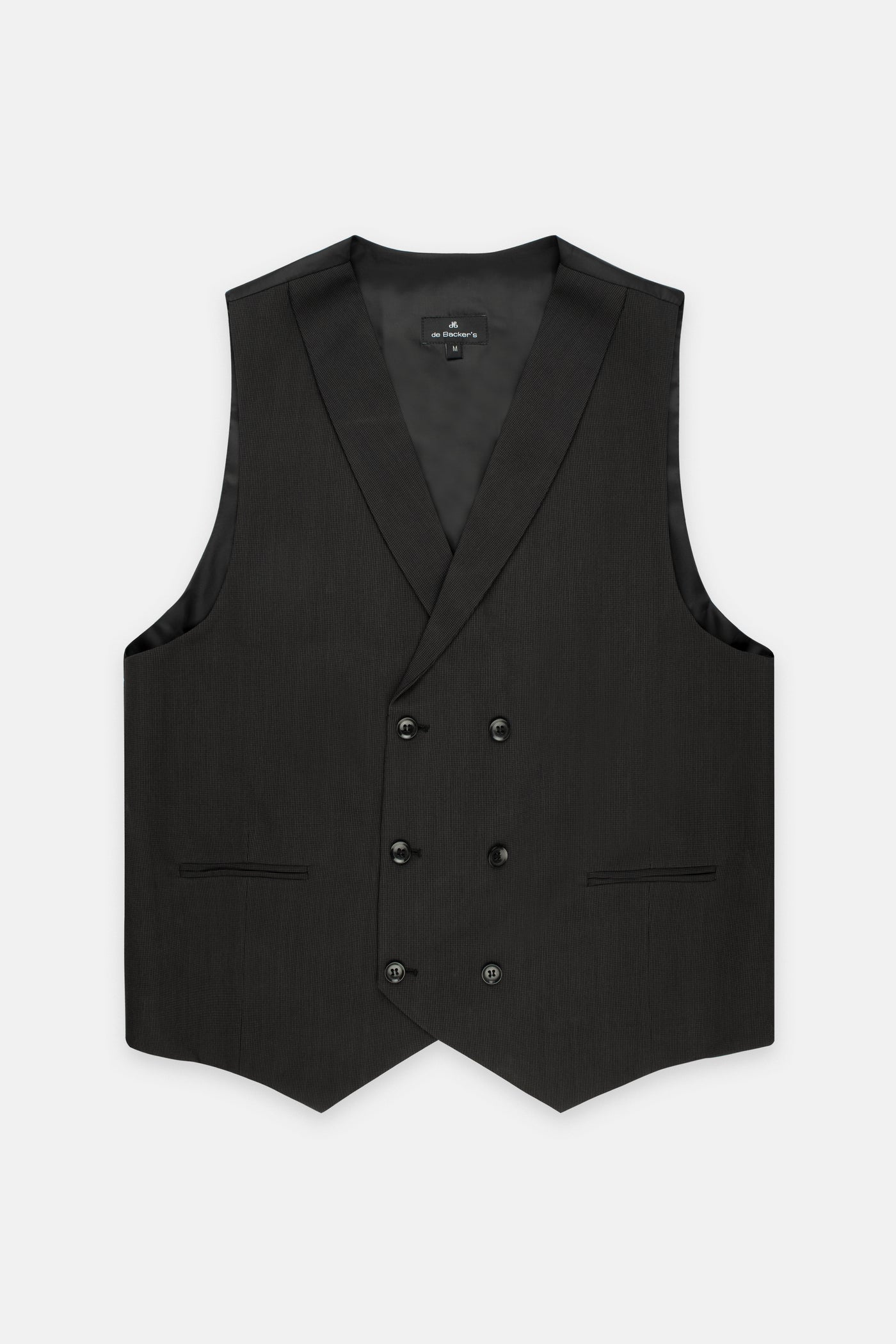 Jacquard Black Twill Double-Breasted Linen Vest