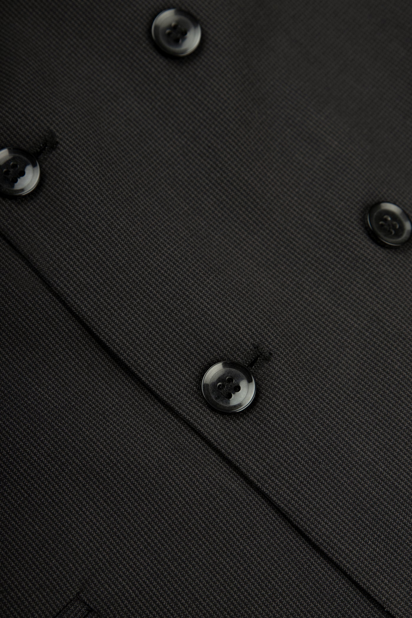 Jacquard Black Twill Double-Breasted Linen Vest