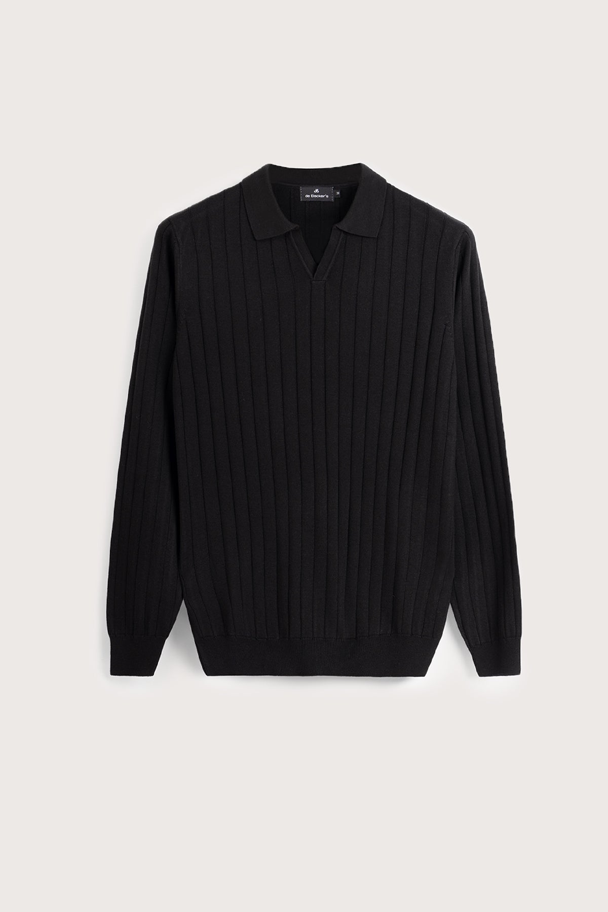 Striped Long Sleeves Black Polo Pullover